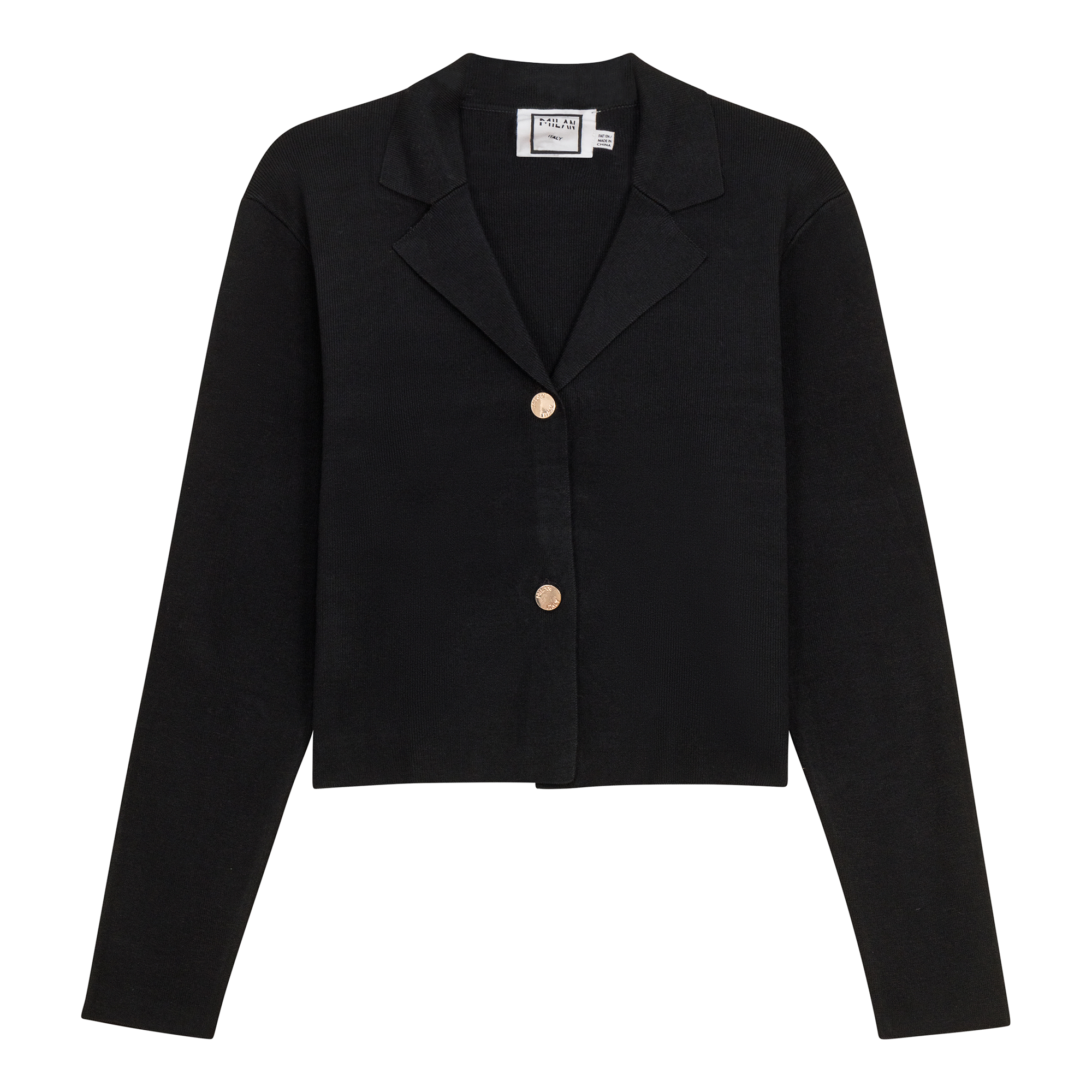 Cropped Knit Blazer in Black by Milan Italy