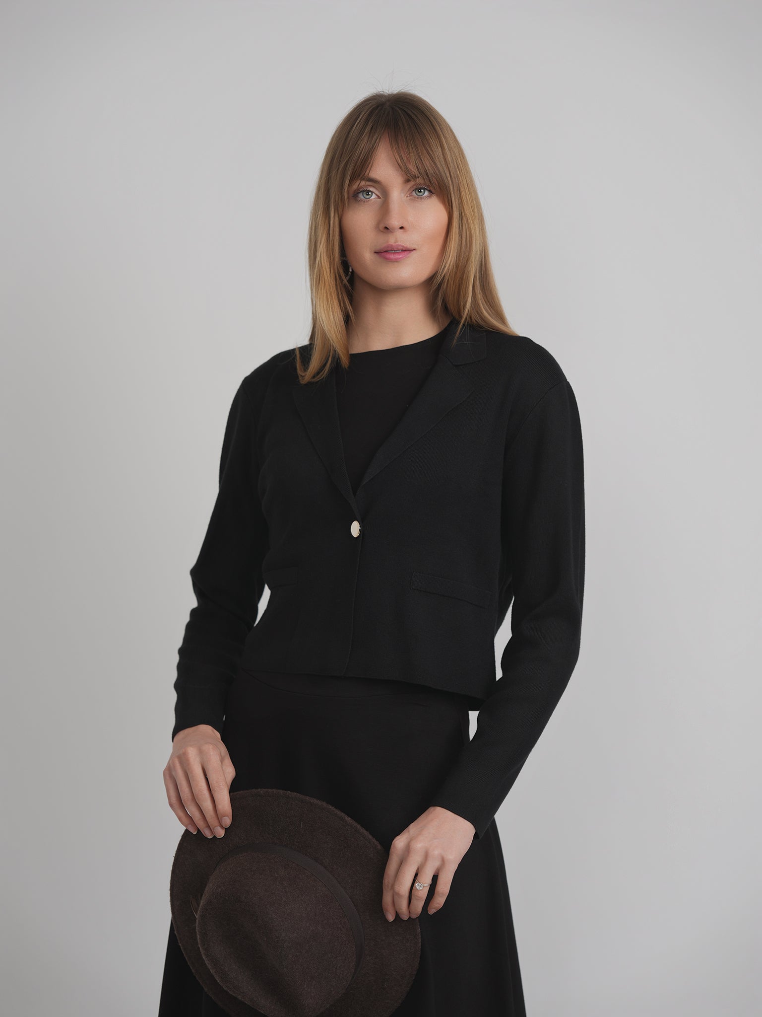 Cropped Knit Blazer in by Milan Italy