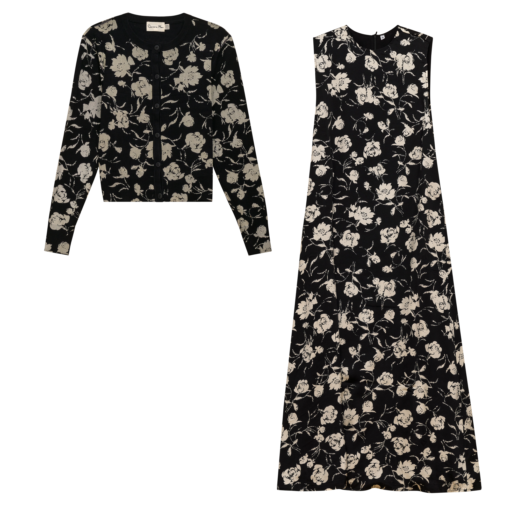 Floral Jumper Sweater Set in Black Cream by Coco de la Mour