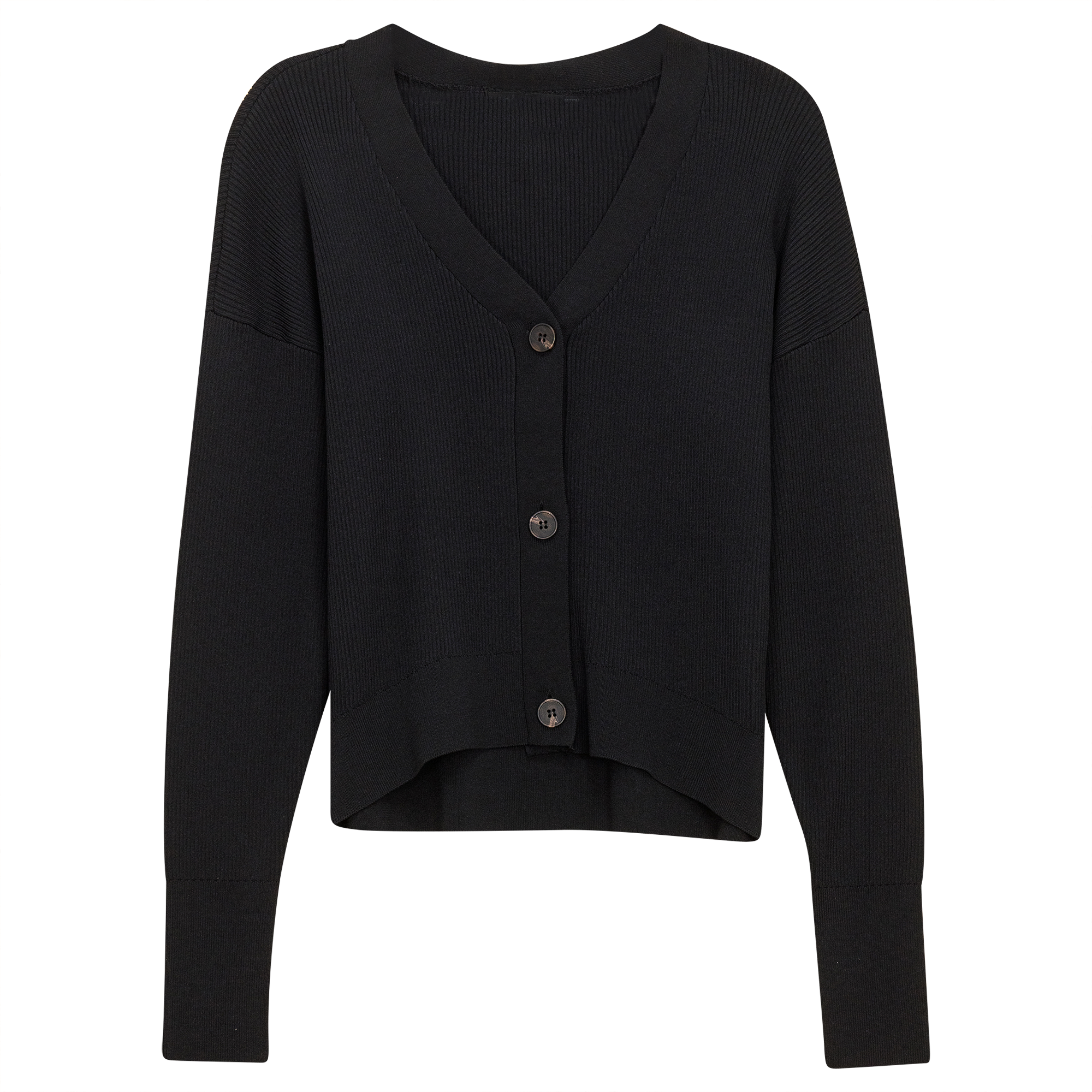 Cropped Drop Shoulder Sweater in Black by MiuMax