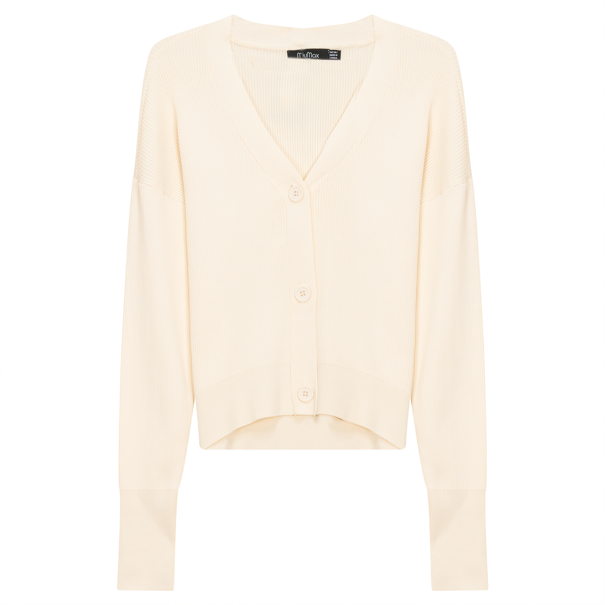 Cropped Drop Shoulder Sweater in Cream by MiuMax