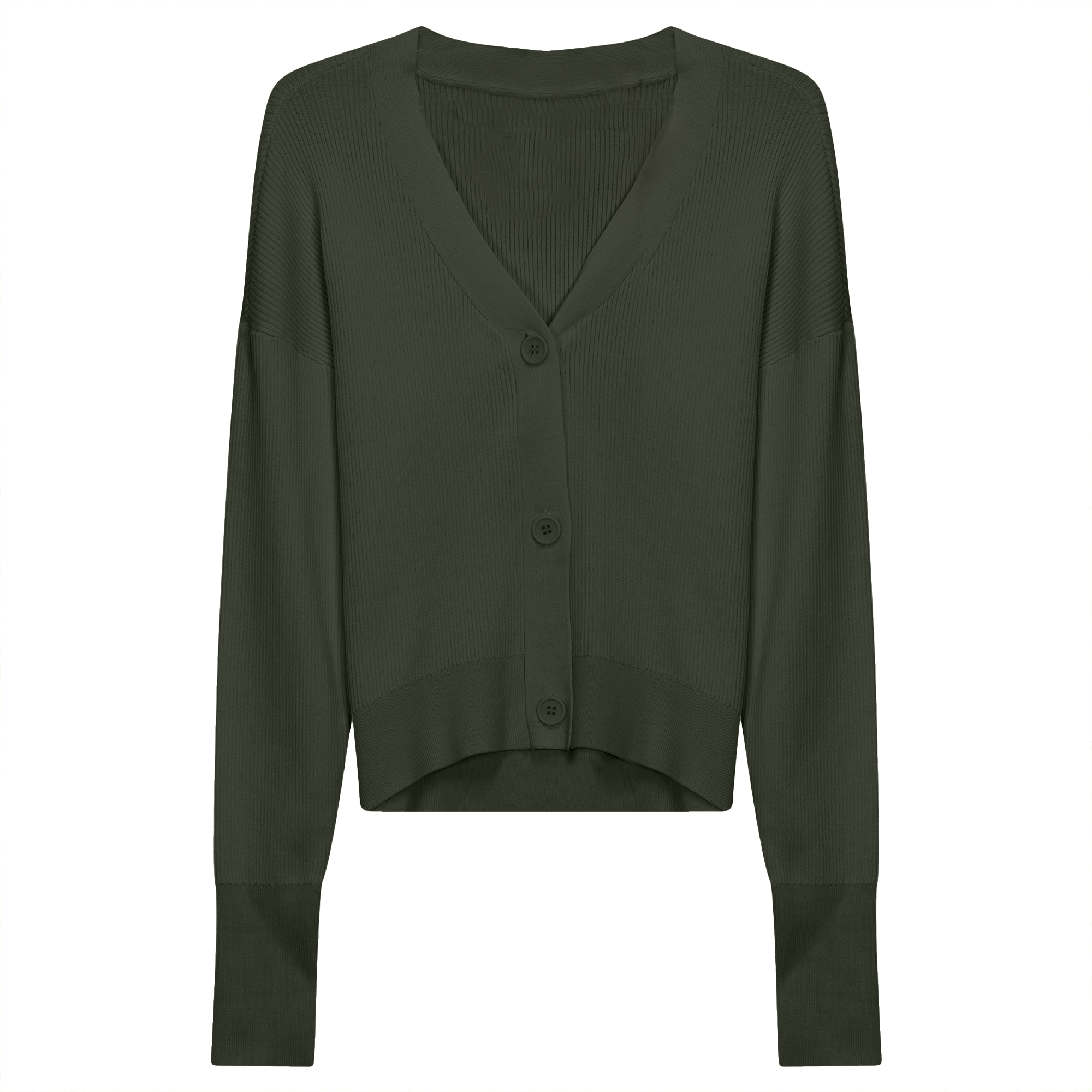 Cropped Drop Shoulder Sweater in Olive by MiuMax