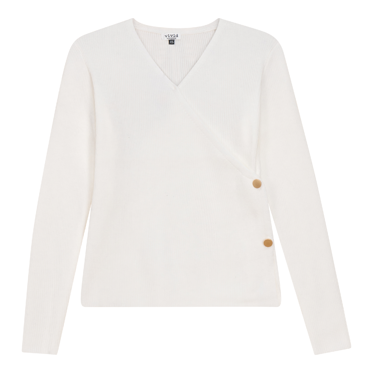 Ribbed Knit Wrap Top in Cream by Vivid