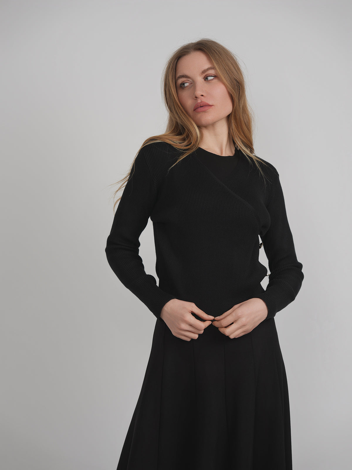 Ribbed Knit Wrap Top in by Vivid