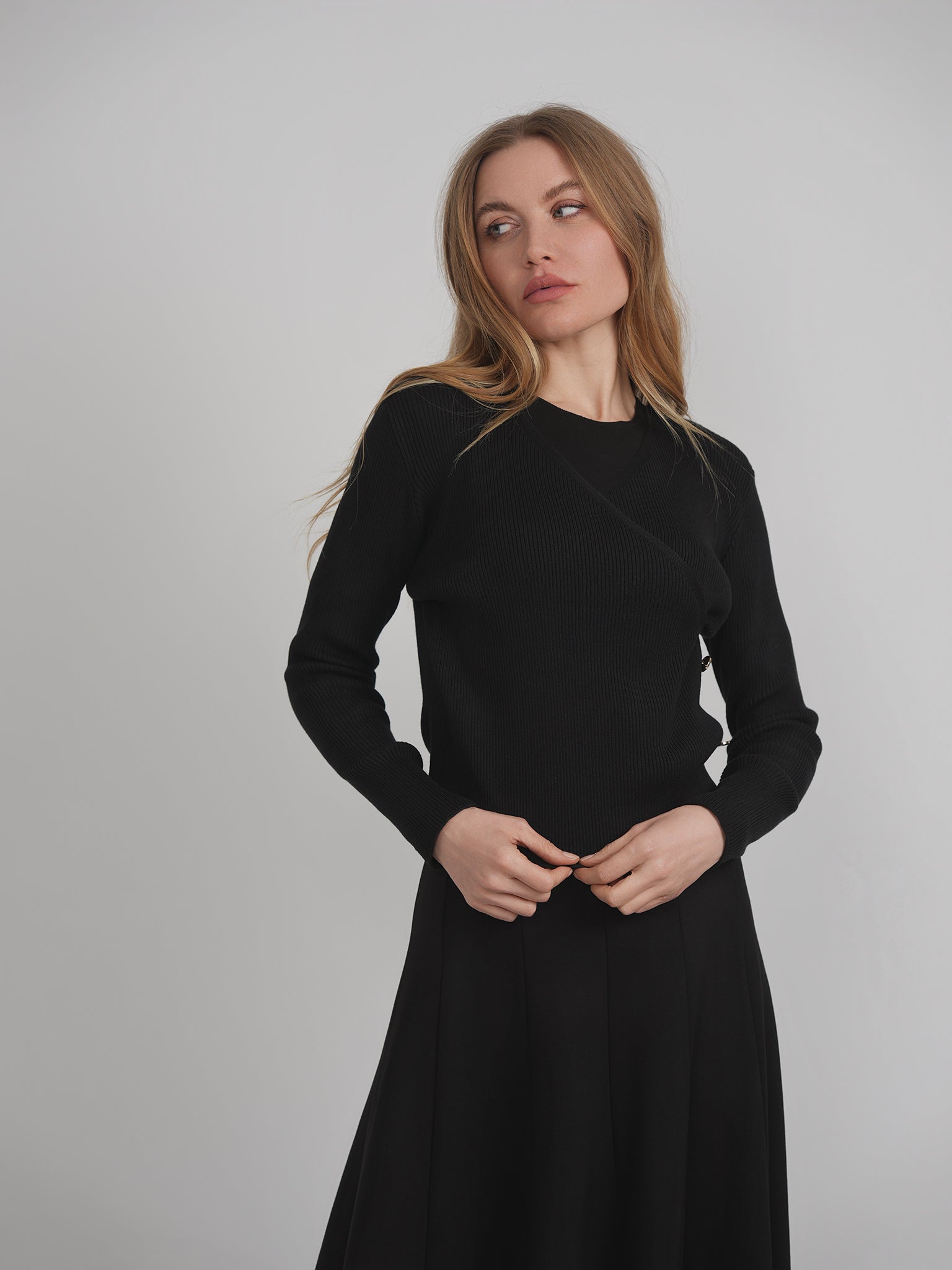 Ribbed Knit Wrap Top in by Vivid