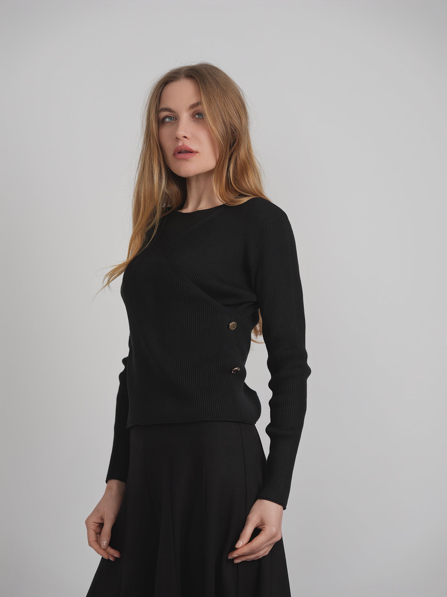 Ribbed Knit Wrap Top in by Vivid