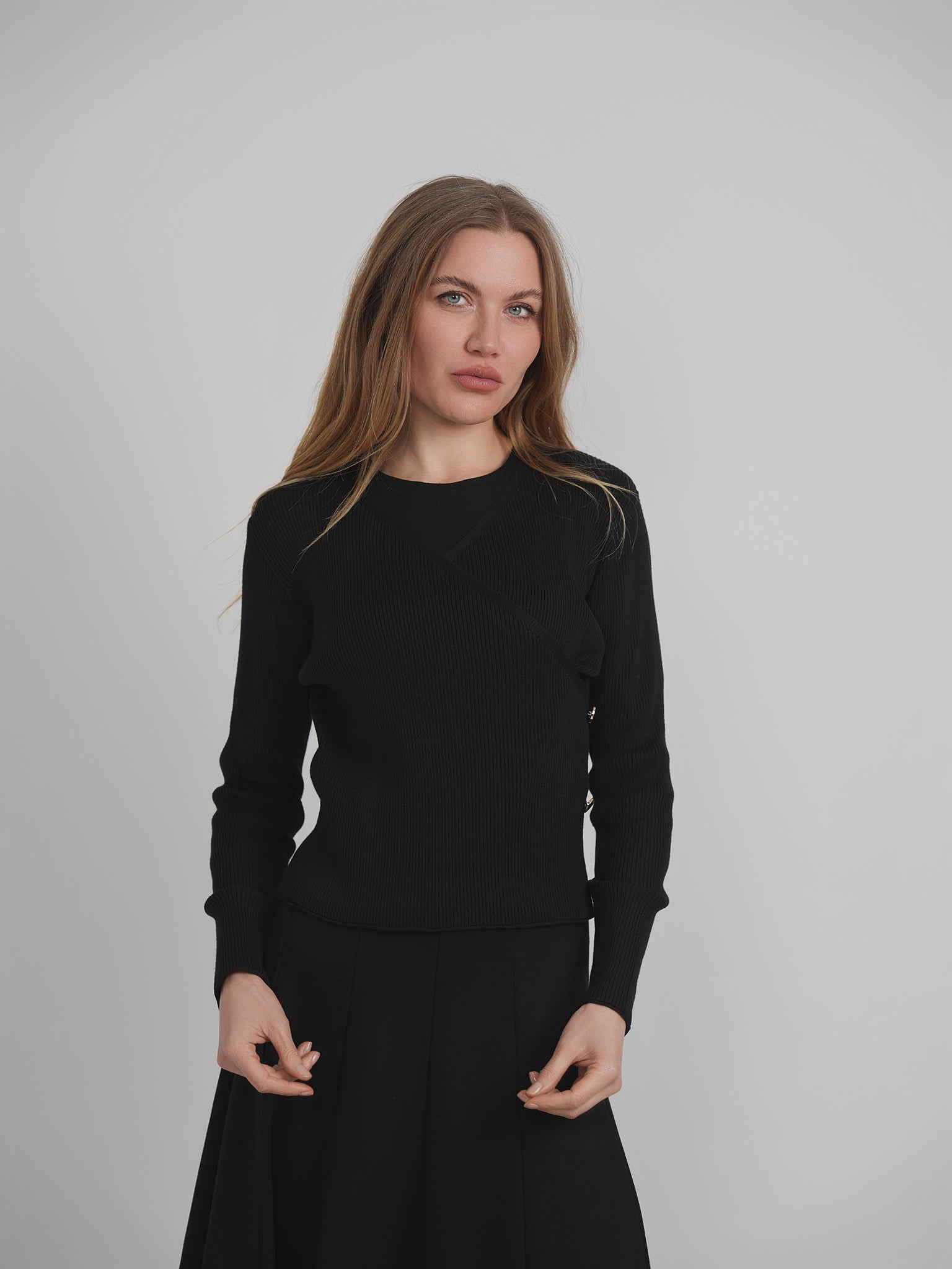 Ribbed Knit Wrap Top in by Vivid