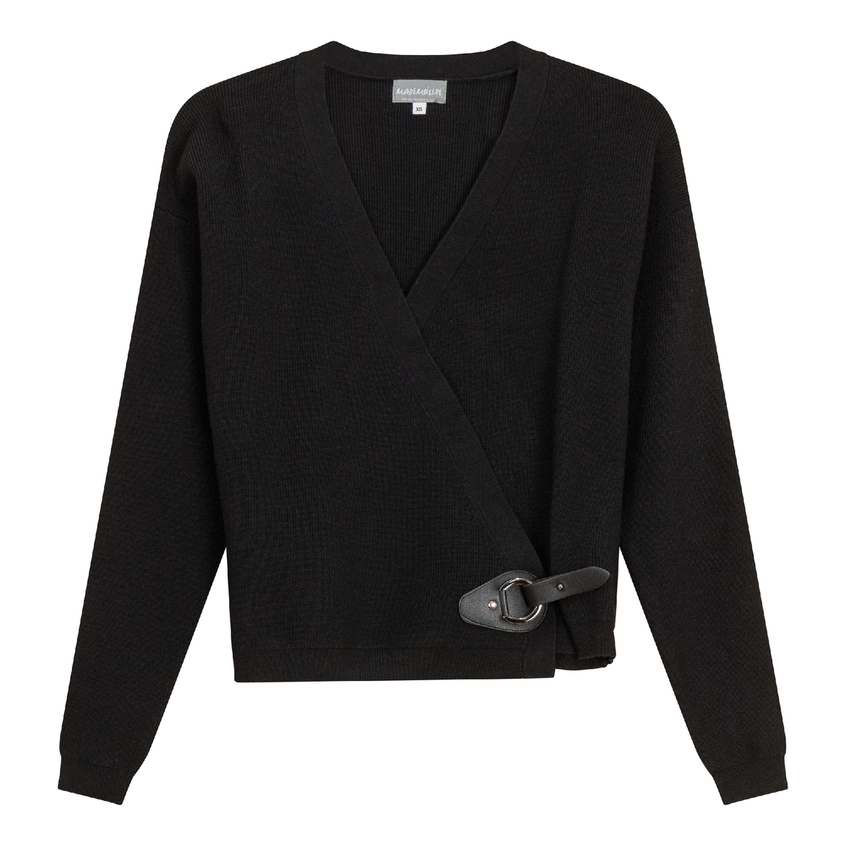 Wrap Knit Cardigan in Black by Mademoiselle
