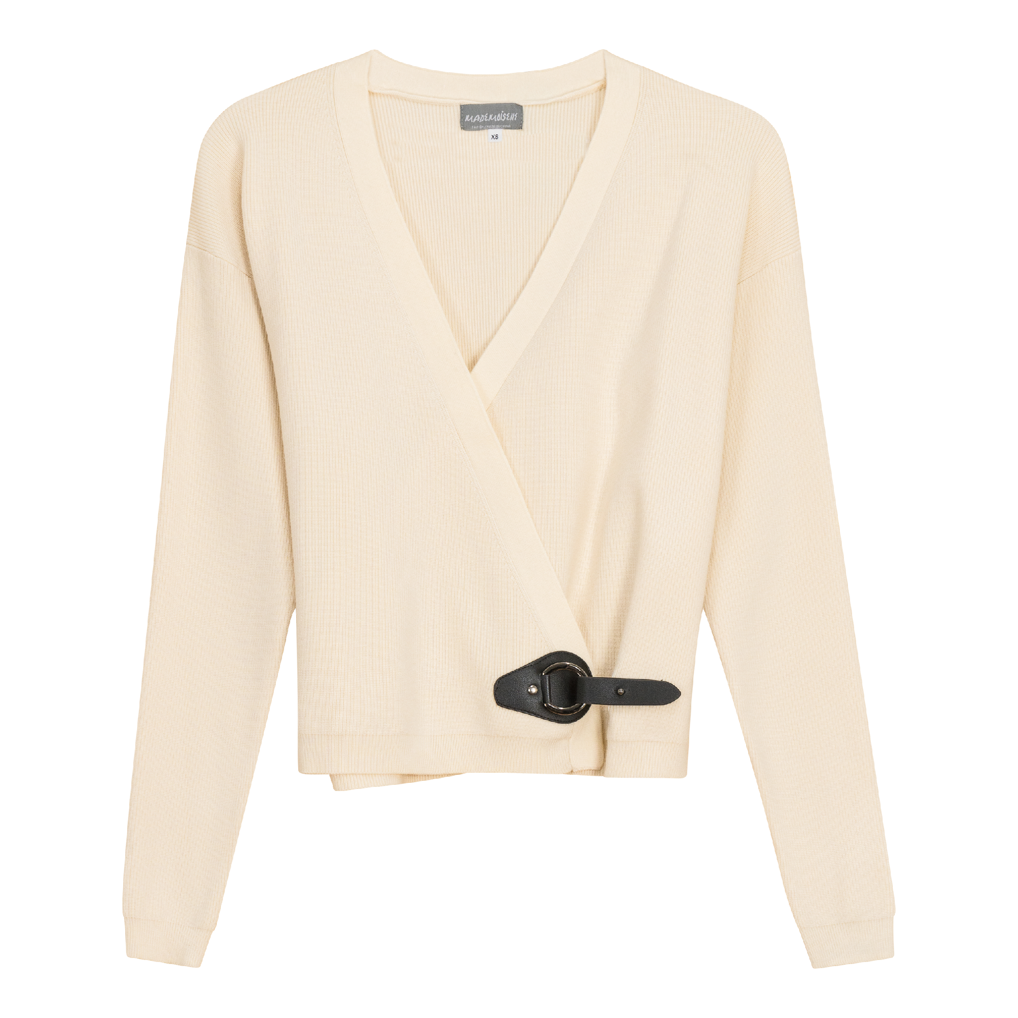 Wrap Knit Cardigan in Cream by Mademoiselle