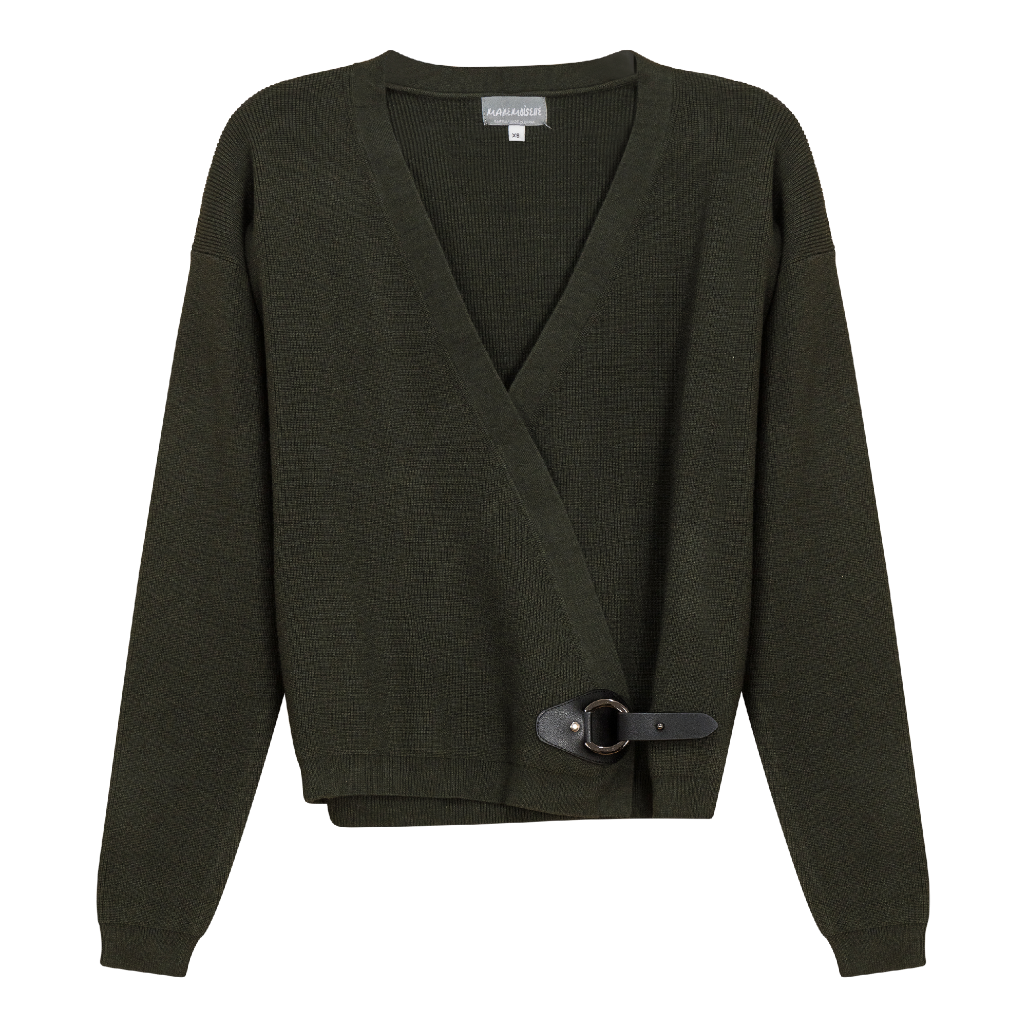Wrap Knit Cardigan in Olive by Mademoiselle