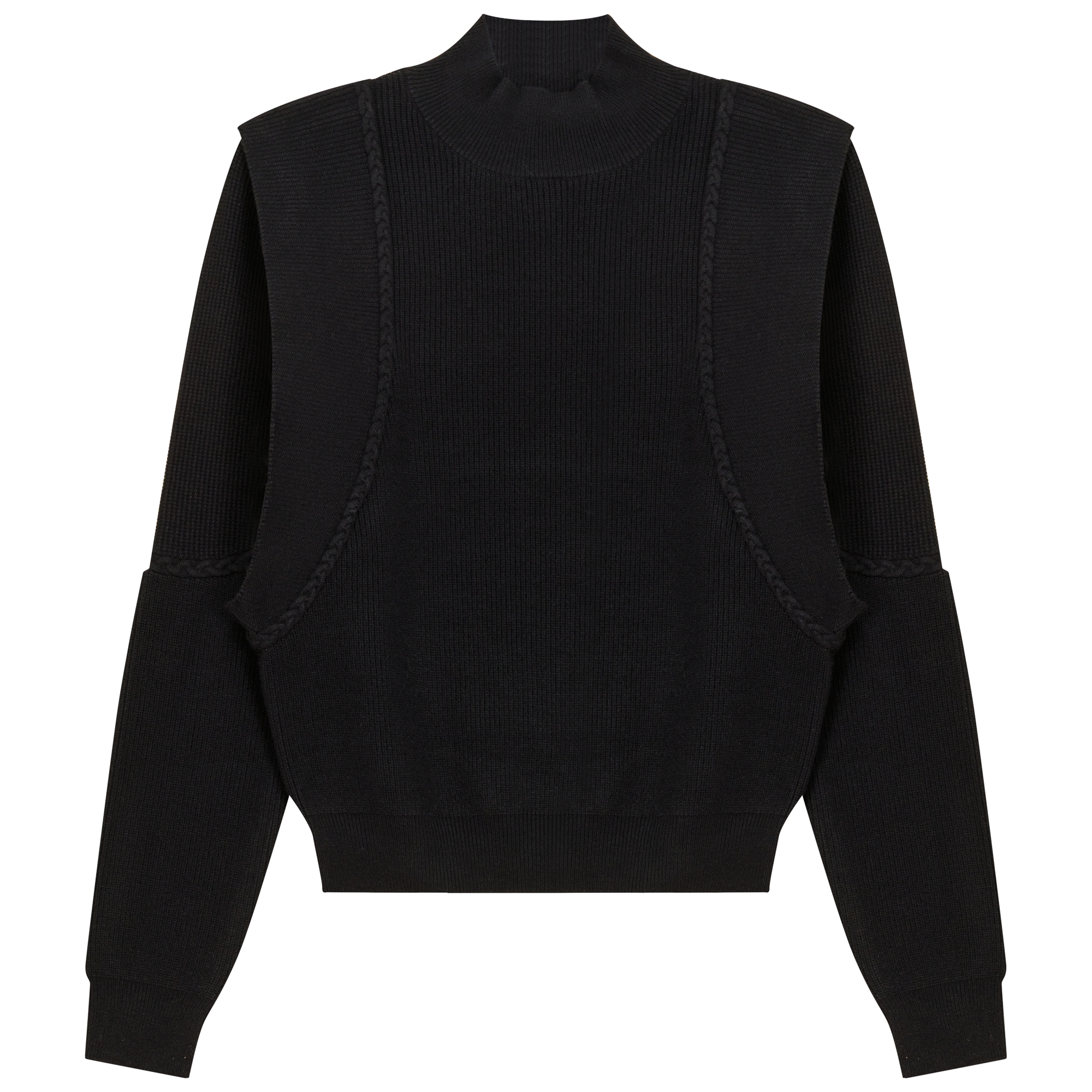 Mock Neck Vest Look Sweater in Black by Mademoiselle