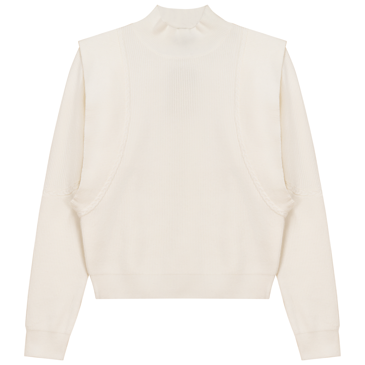 Mock Neck Vest Look Sweater in Cream by Mademoiselle