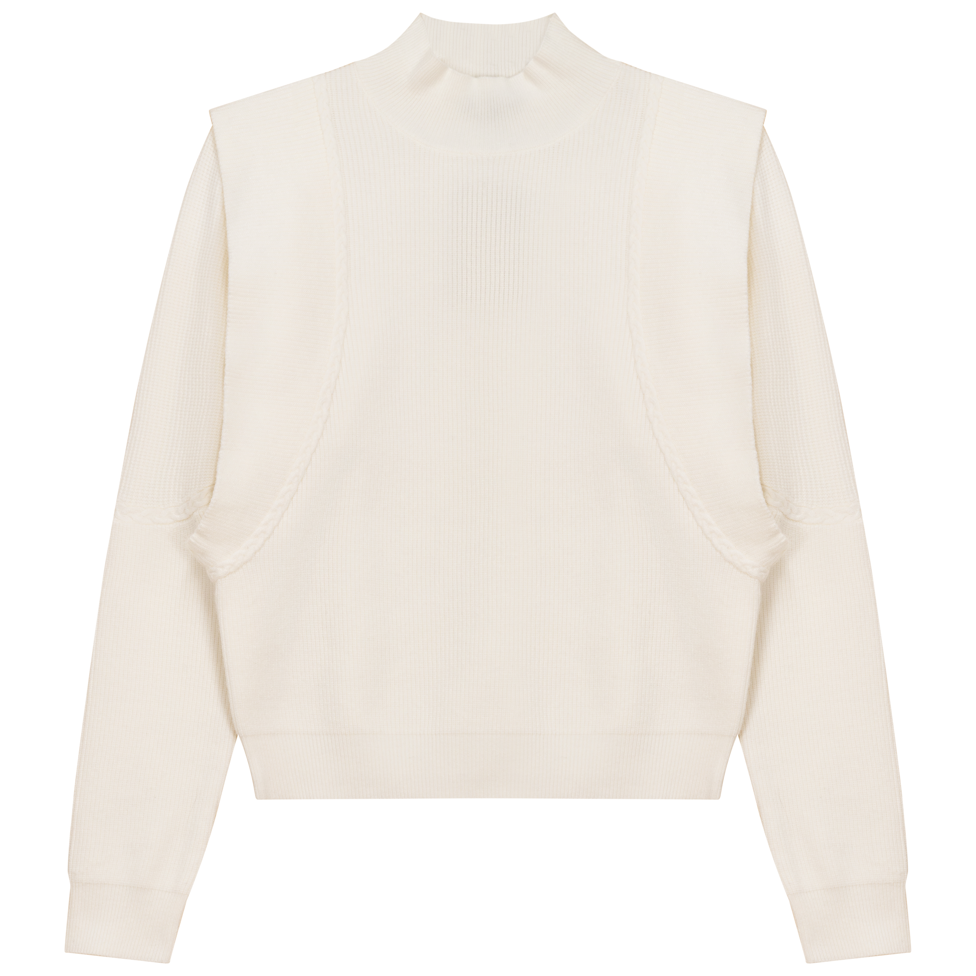 Mock Neck Vest Look Sweater in Cream by Mademoiselle