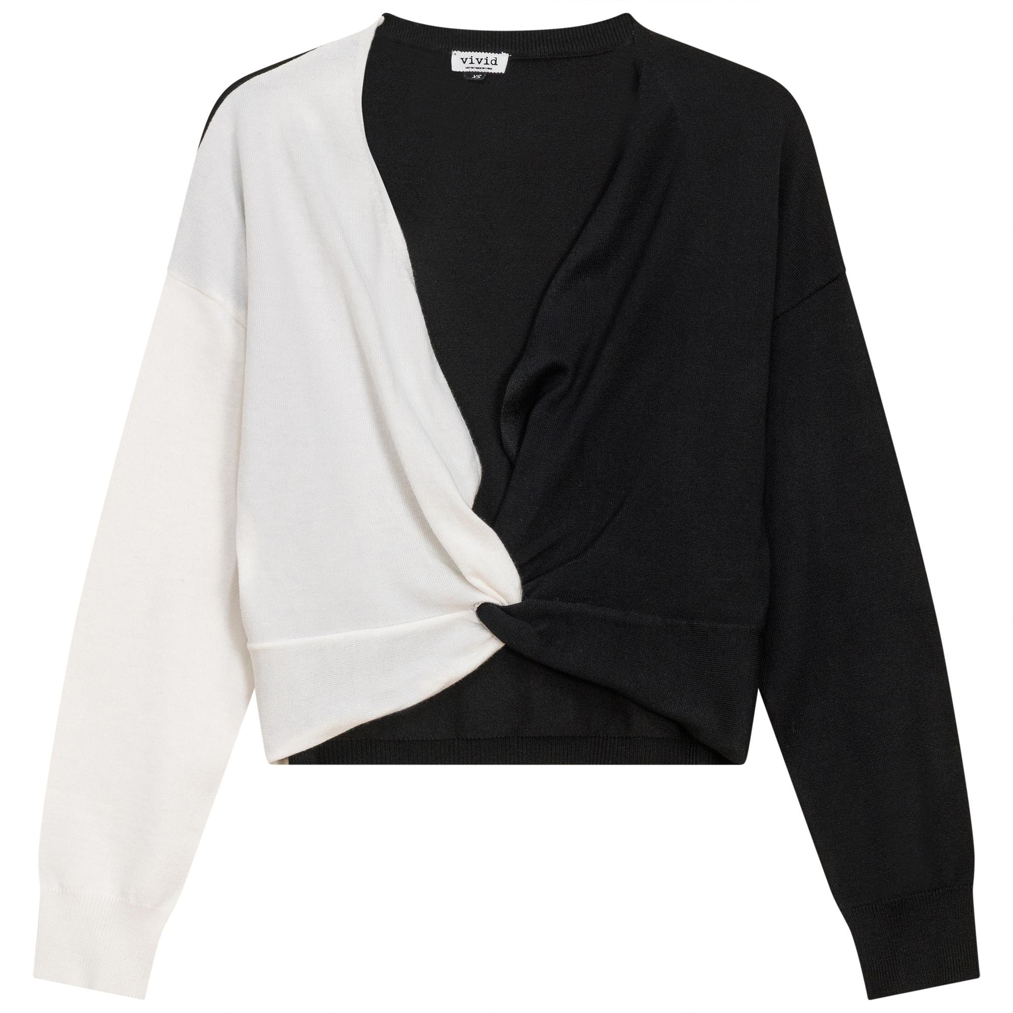 Ladies Knit Knot Bolero in Black Cream by Vivid