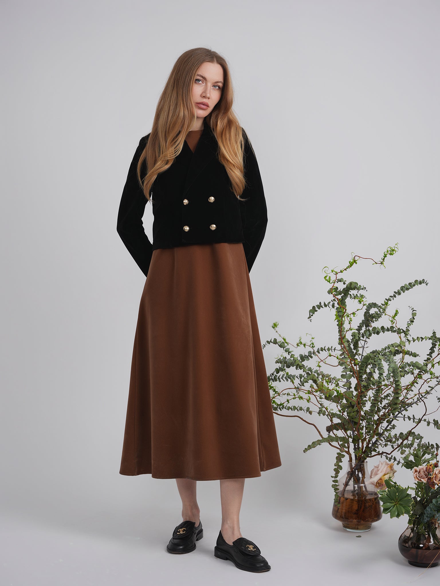 Cropped Velvet Blazer in by Club Malibu