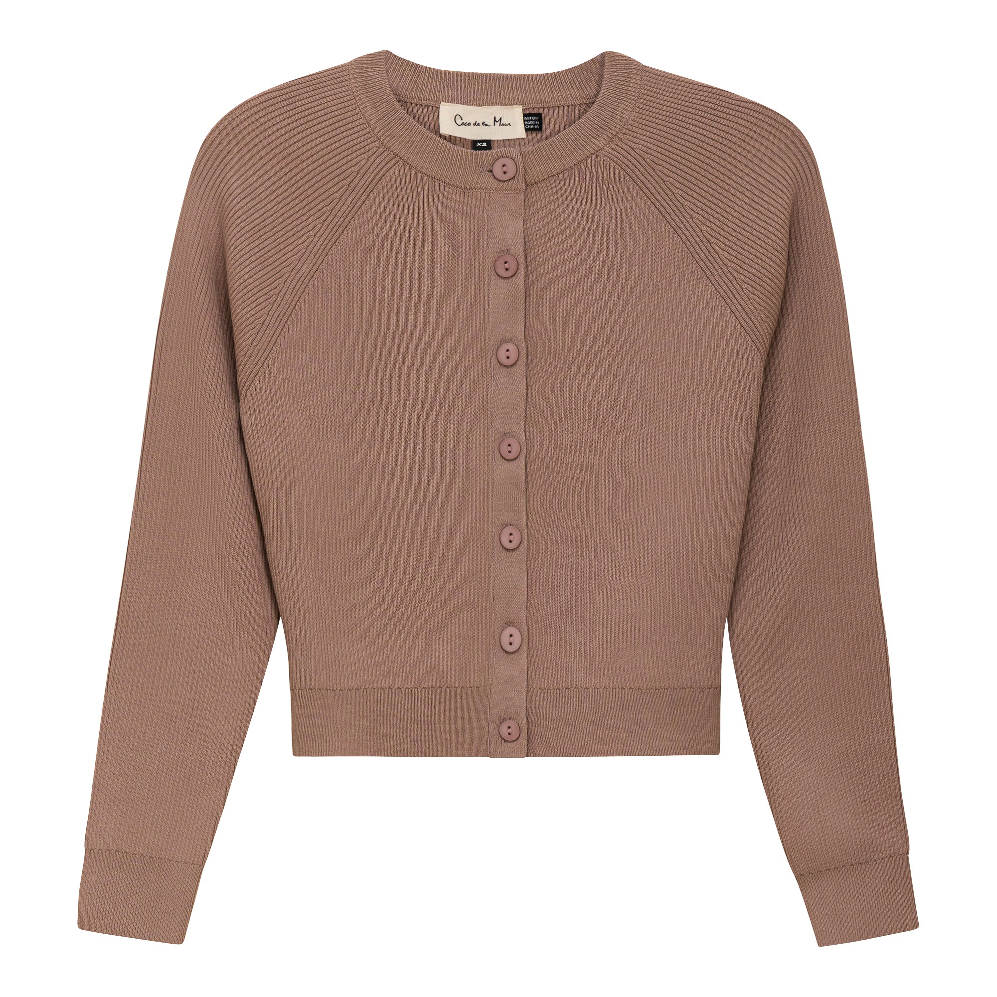 Cropped Ribbed Knit Cardigan in Dusty Blush by Coco de la Mour