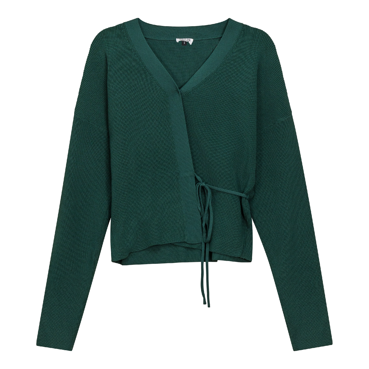 Cropped Knit Wrap Cardigan in Forest by Vivid