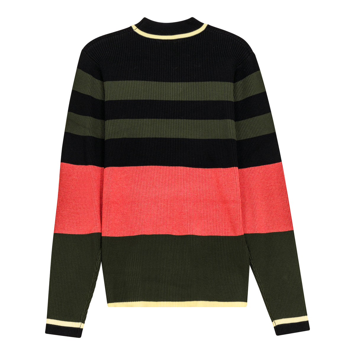 Striped Mock Neck Sweater in Olive Rust by Faves