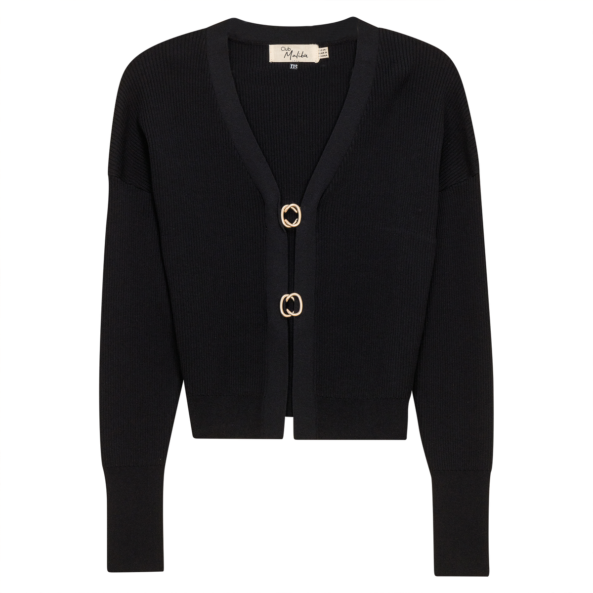 Cropped Knit Cardigan in Black by Club Malibu