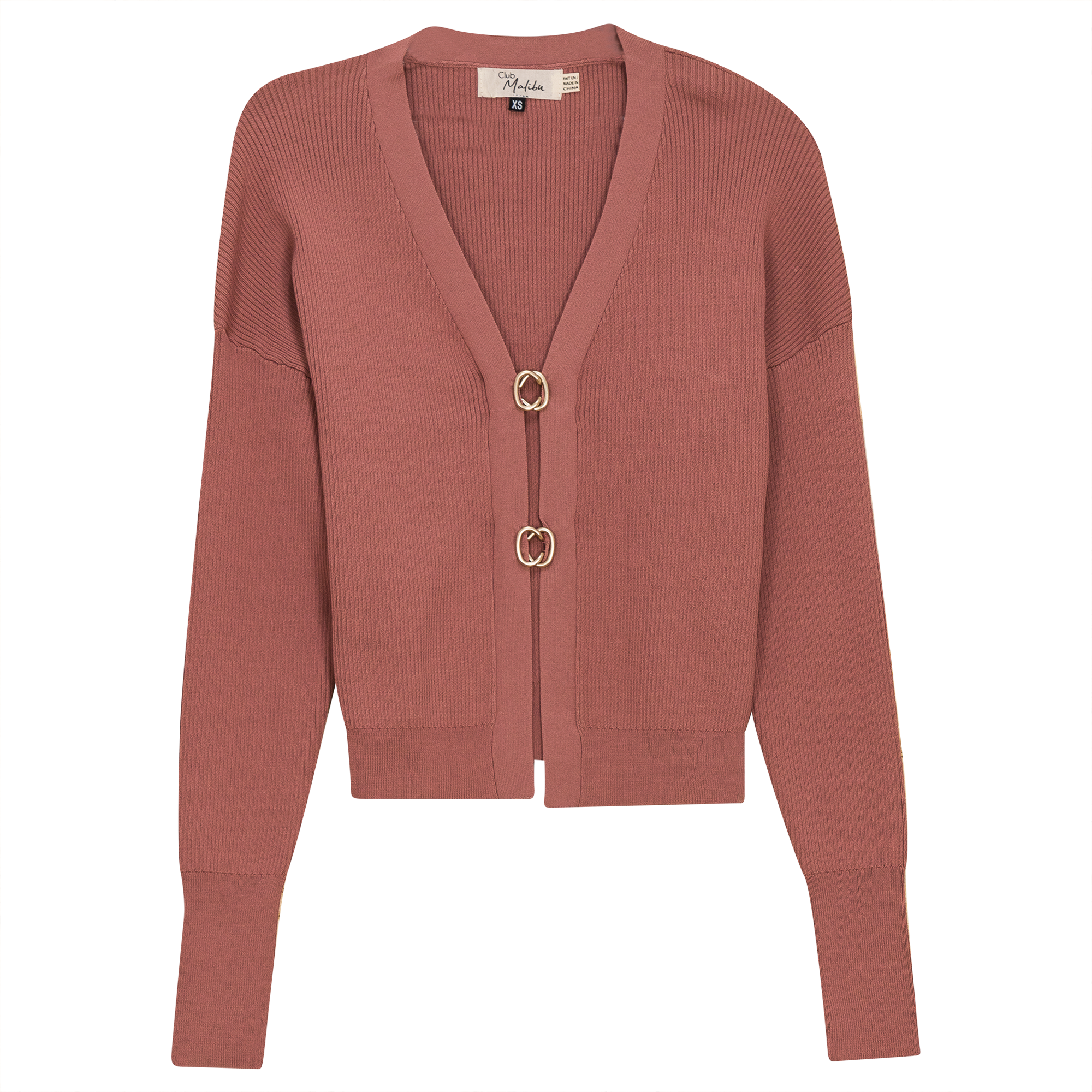 Cropped Knit Cardigan in Dark Dusty Salmon by Club Malibu