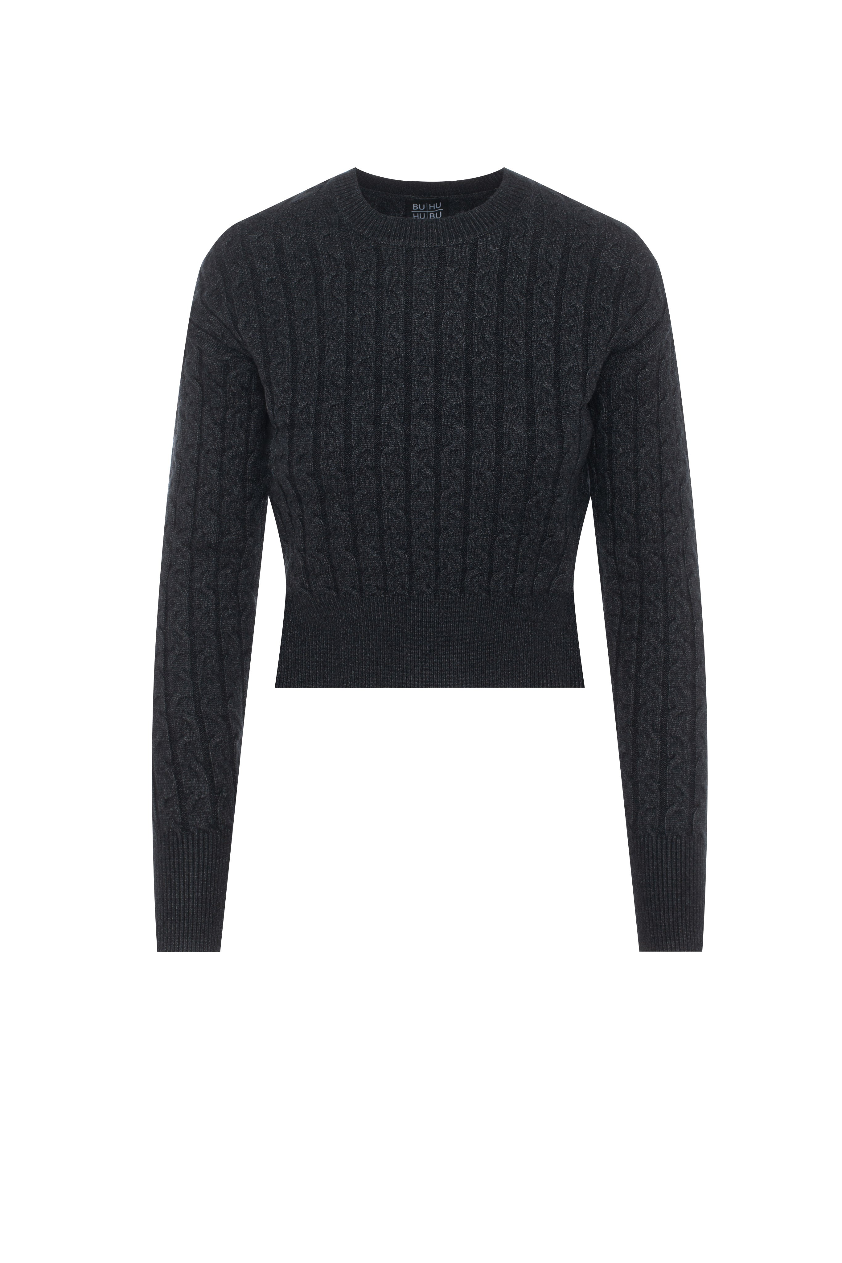 Cable Knit Sweater in Heather Black by BuHu