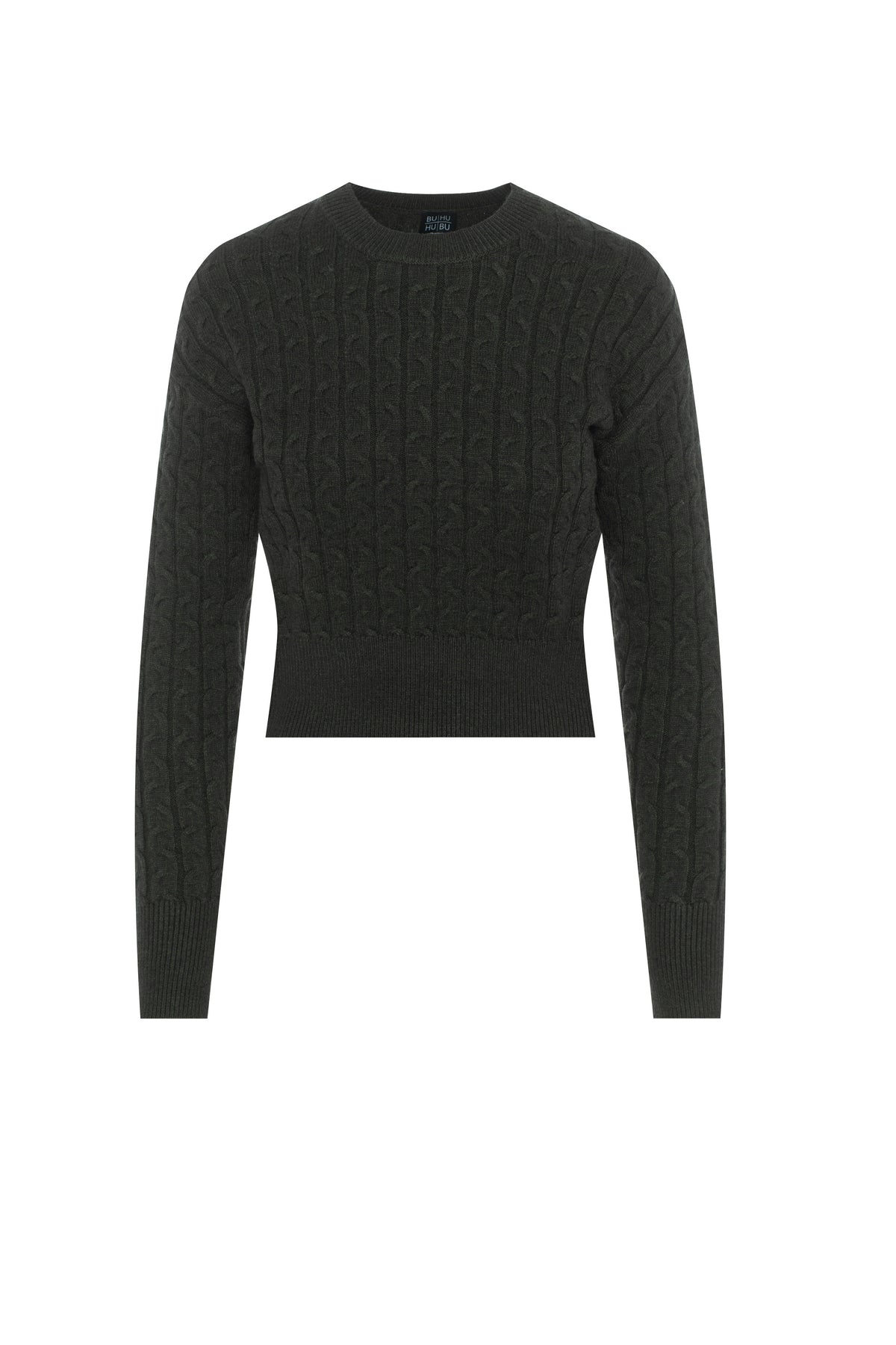 Cable Knit Sweater in Heather Olive by BuHu