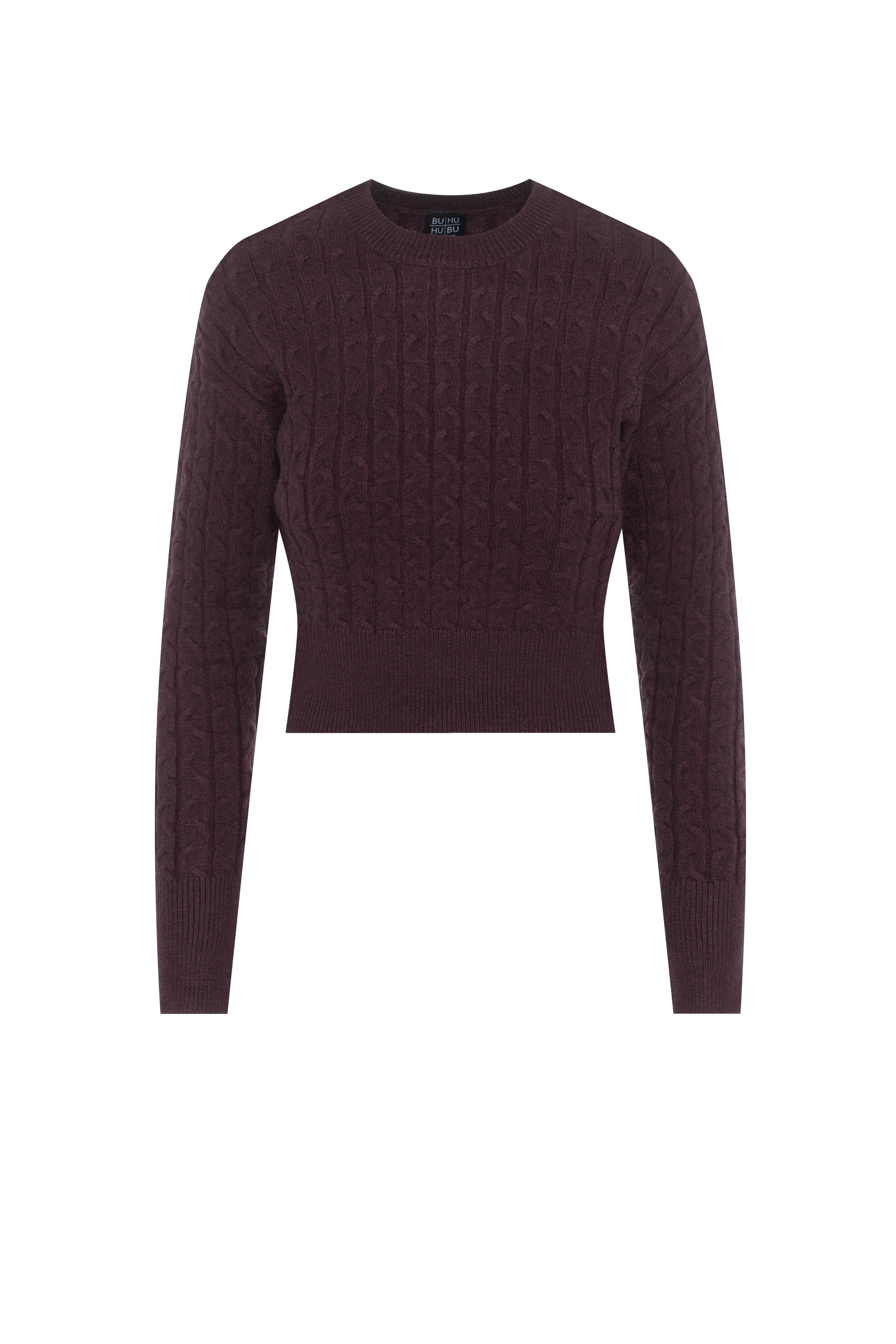 Cable Knit Sweater in Heather Wine by BuHu