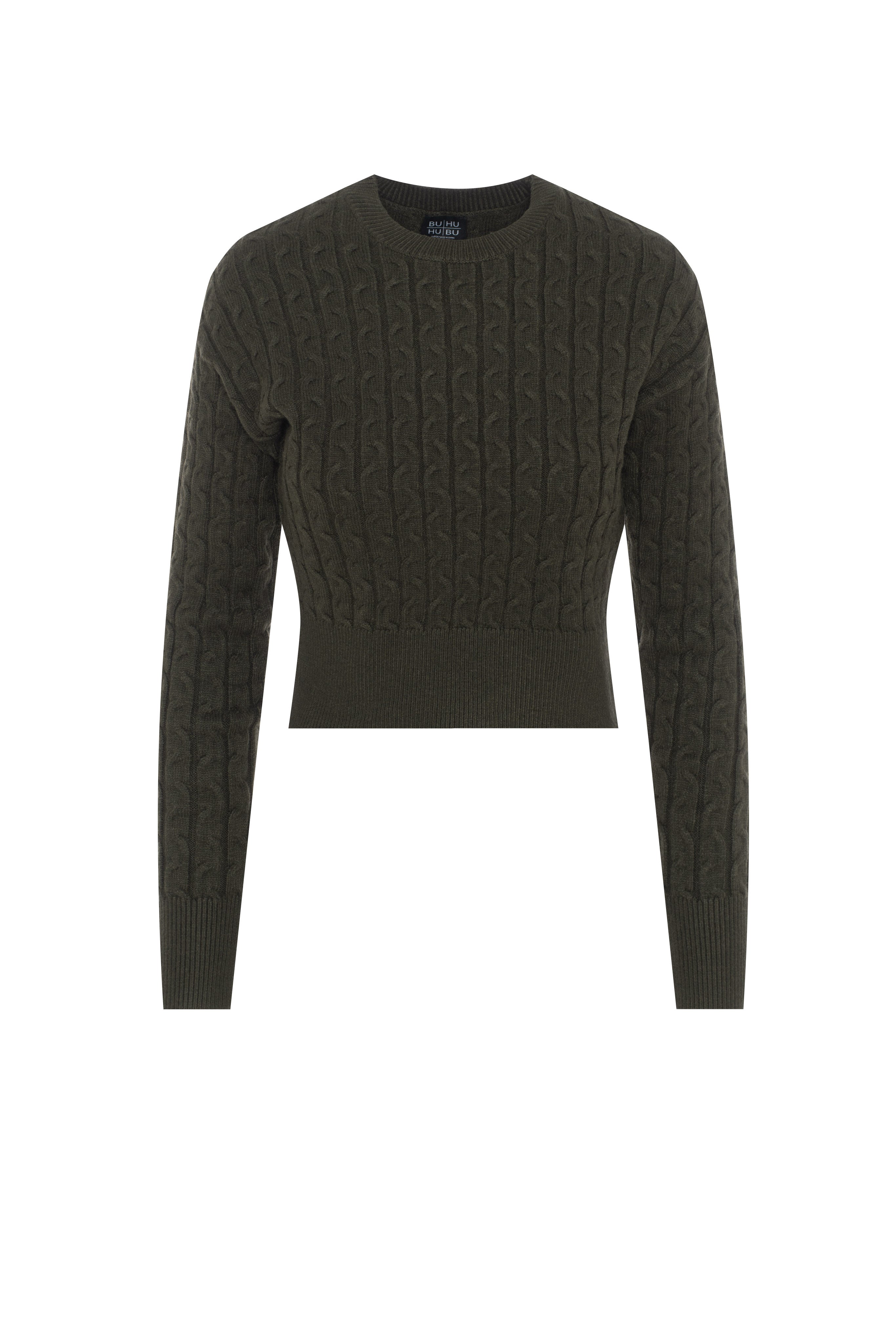 Cable Knit Sweater in Dark Olive by BuHu