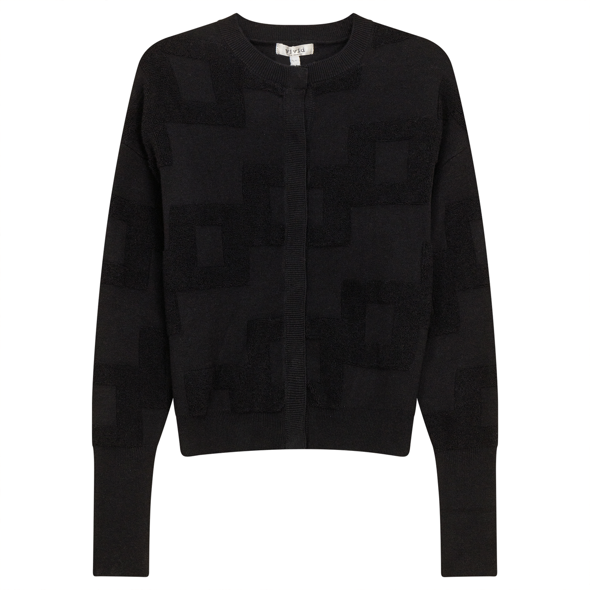 Textured Knit Cardigan in Black by Vivid