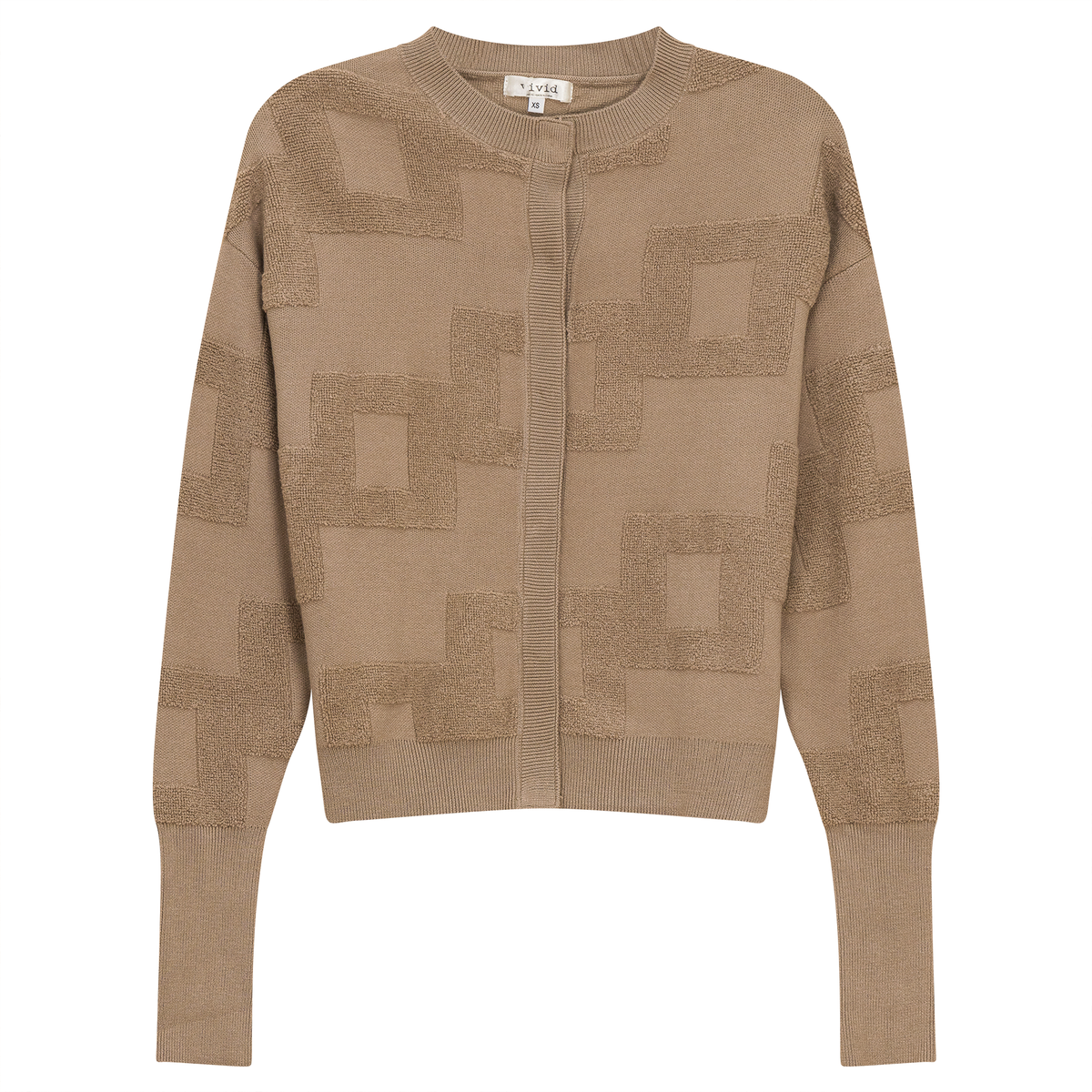 Textured Knit Cardigan in Oatmeal by Vivid