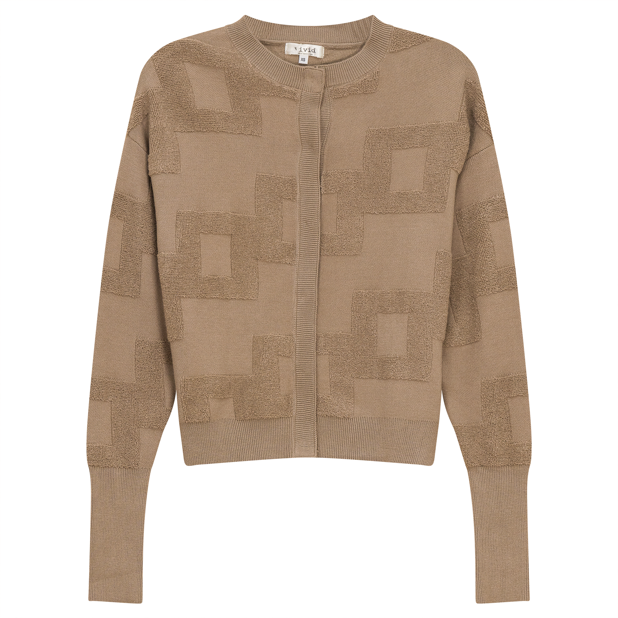 Textured Knit Cardigan in Oatmeal by Vivid