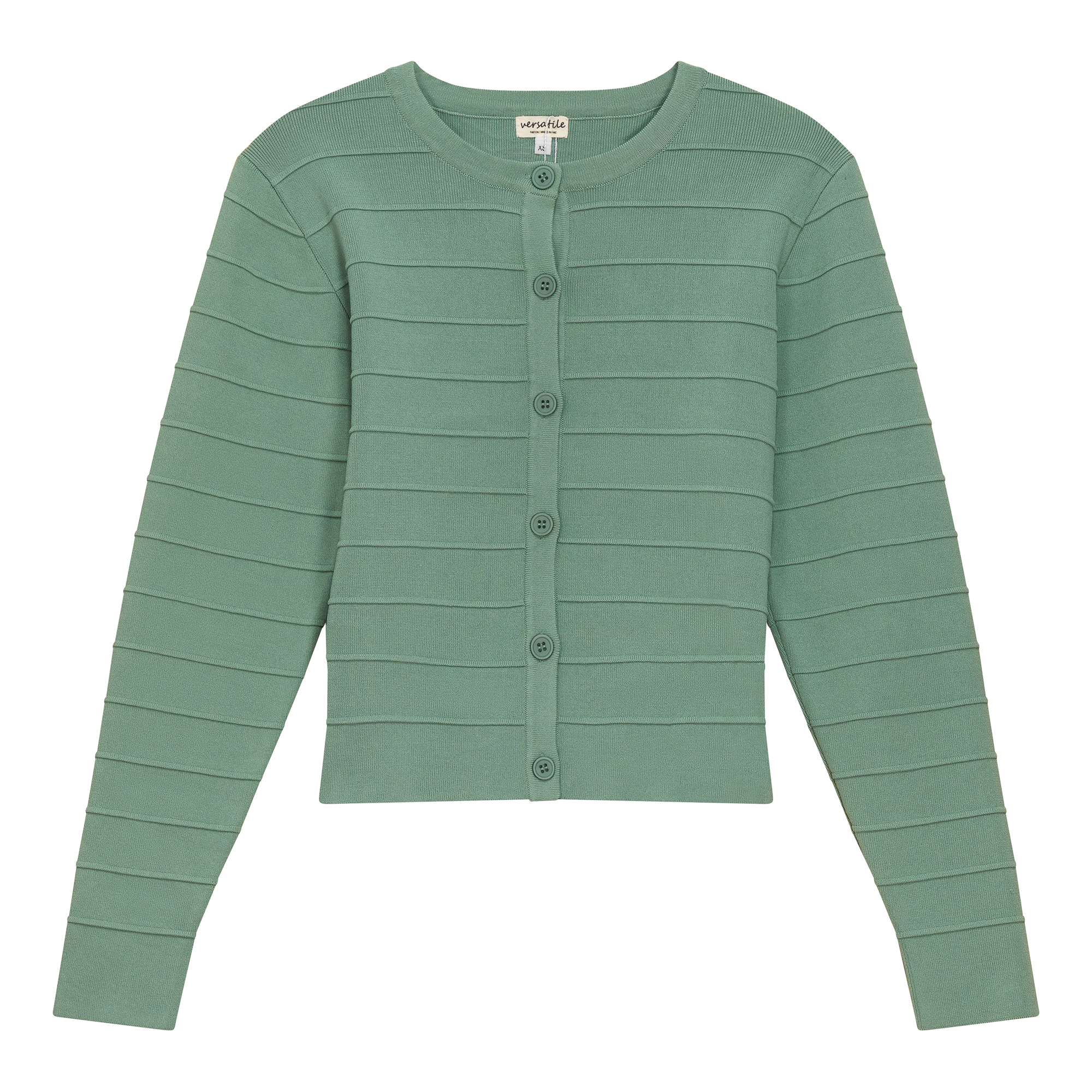 Ribbed Knit Cropped Cardigan in Mint by Versatile