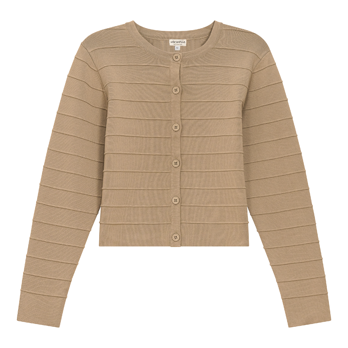 Ribbed Knit Cropped Cardigan in Oatmeal by Versatile