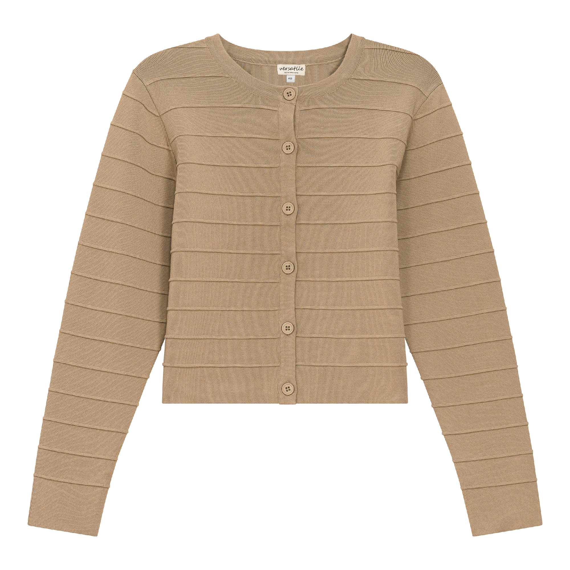 Ribbed Knit Cropped Cardigan in Oatmeal by Versatile