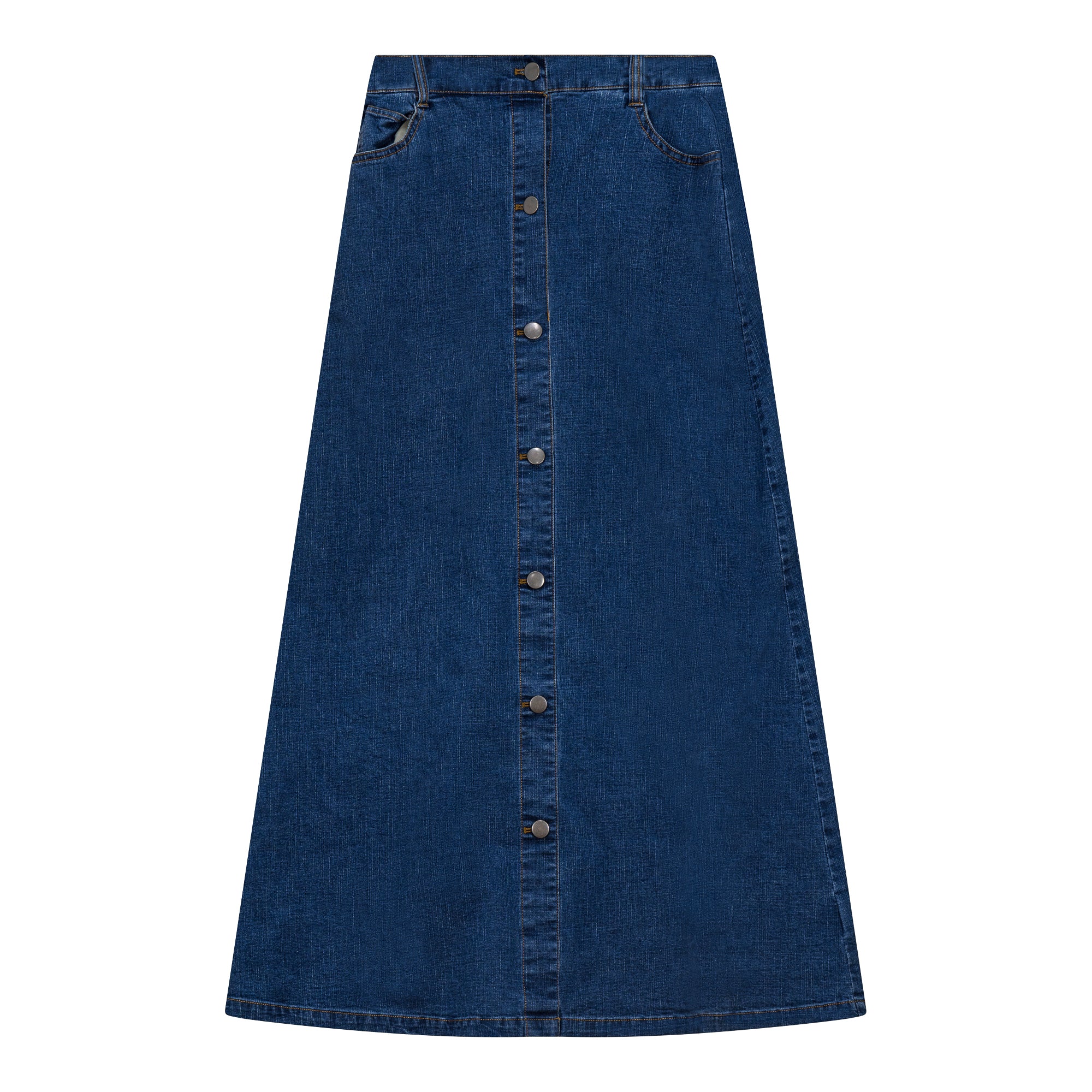 Maxi Denim Button Skirt in Denim by Faves