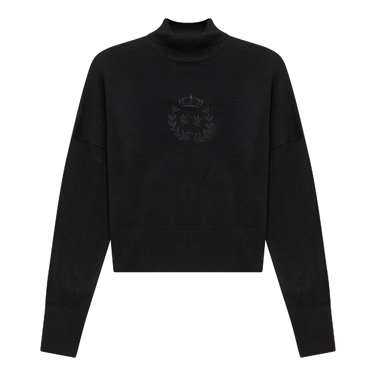 Cropped Knit Turtle Neck in Black by Versatile