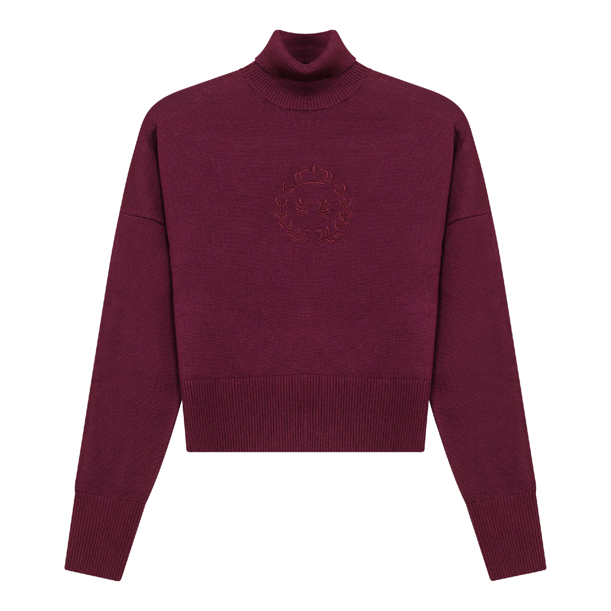 Cropped Knit Turtle Neck in Wine by Versatile