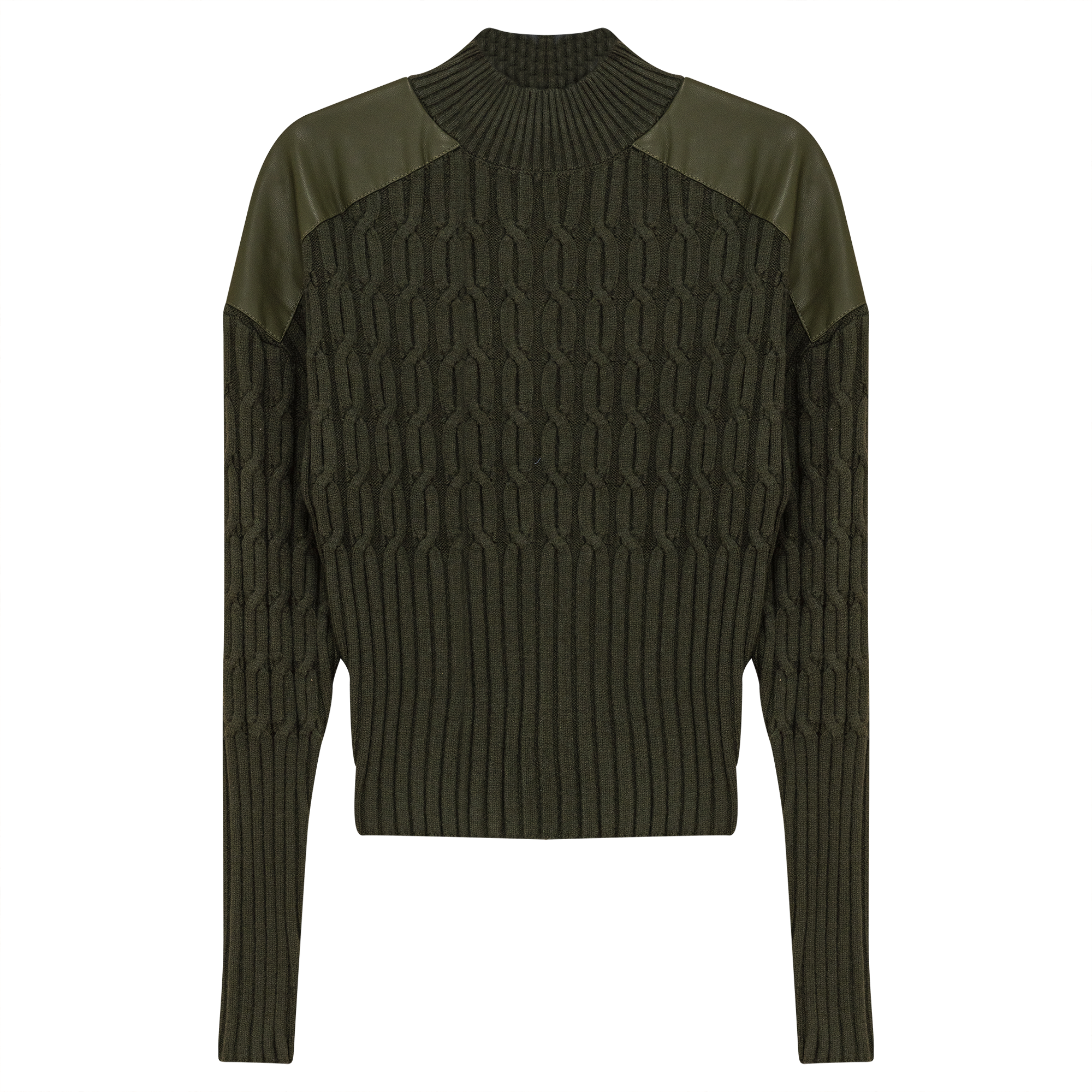 Dolman Leather Combo Sweater in Dark Olive by Versatile