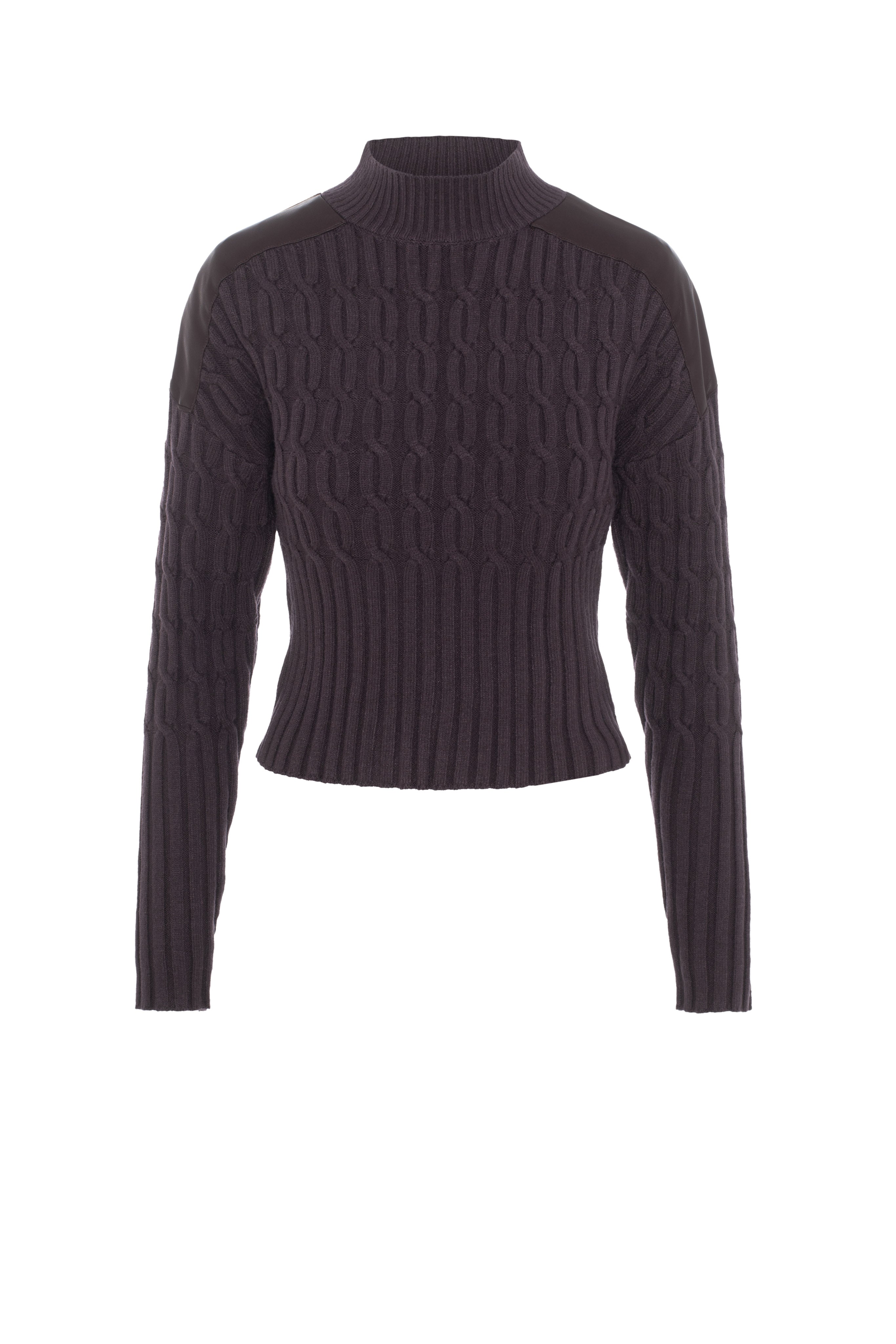 Dolman Leather Combo Sweater in Dark Wine by Versatile