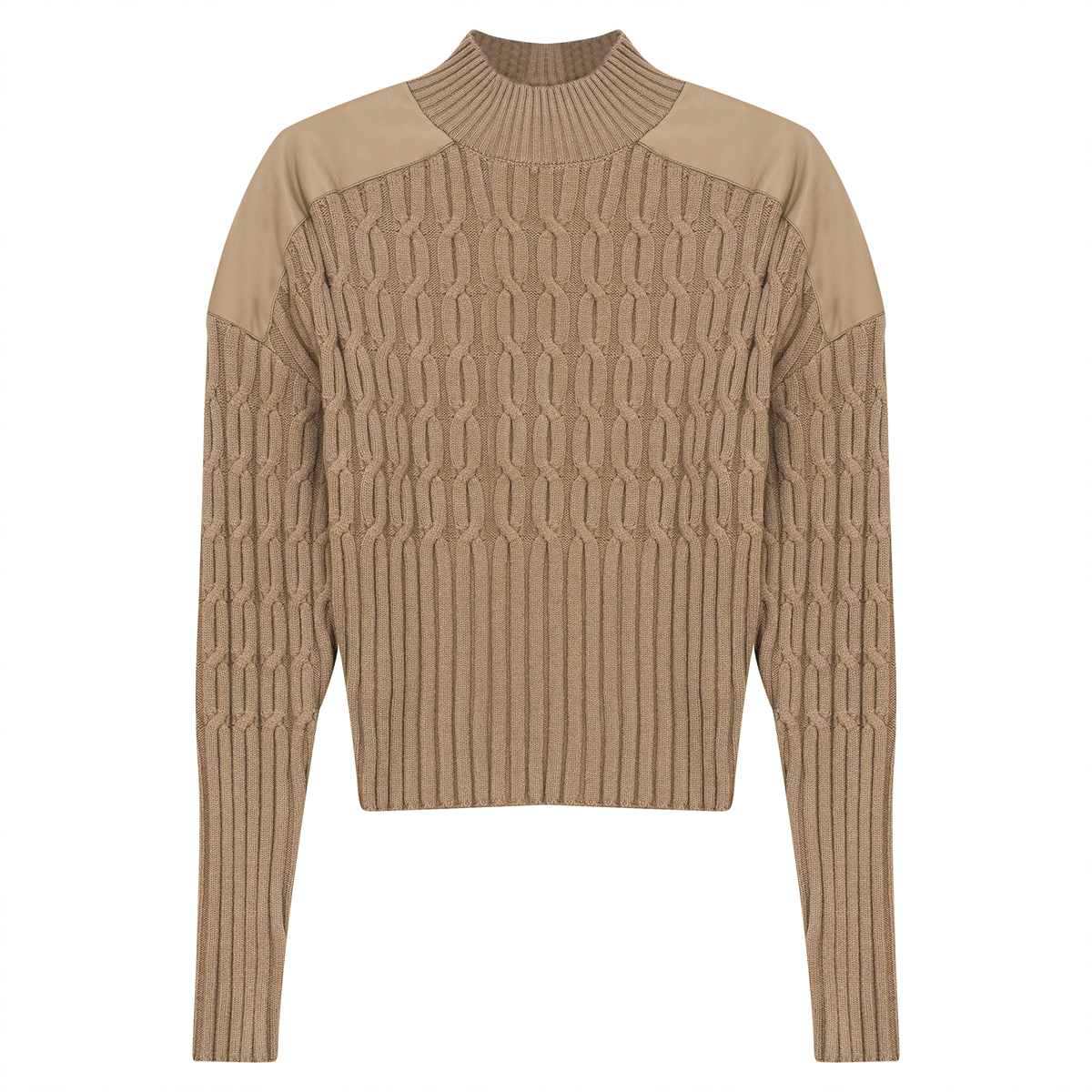Dolman Leather Combo Sweater in Oatmeal by Versatile