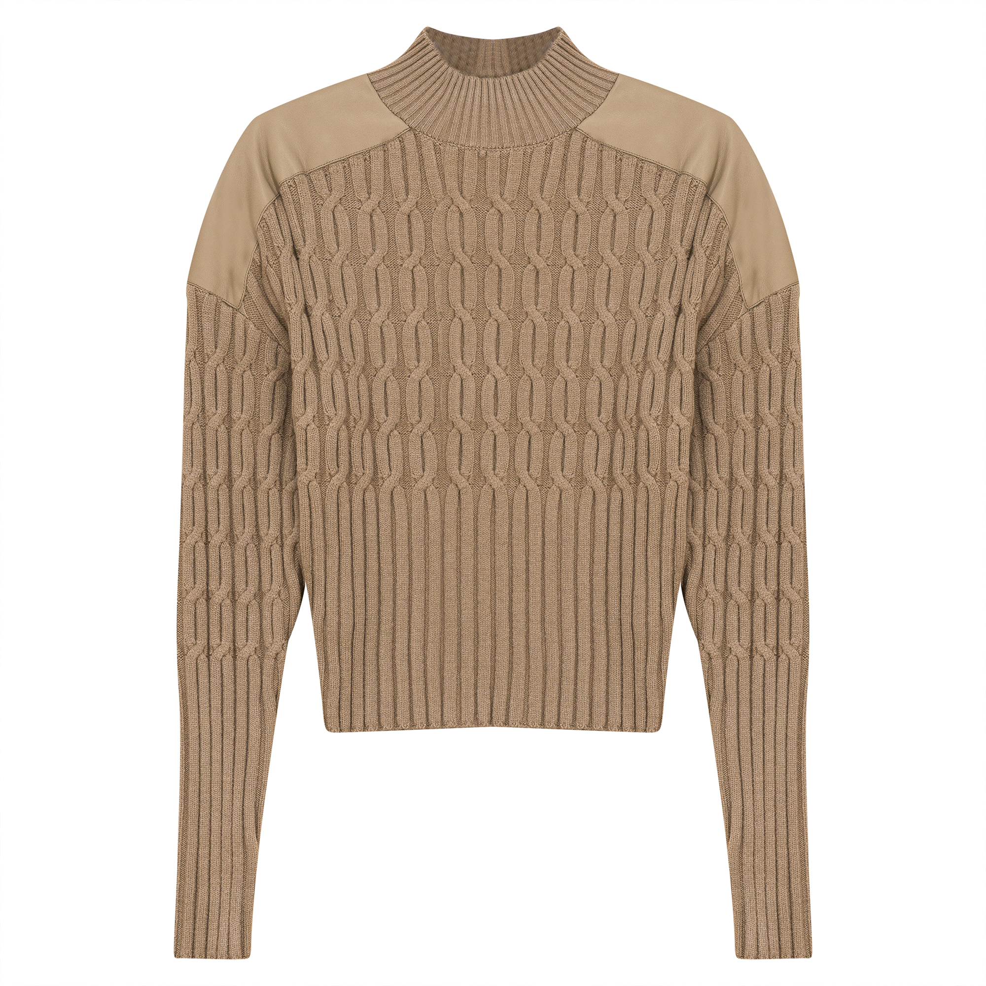 Dolman Leather Combo Sweater in Oatmeal by Versatile