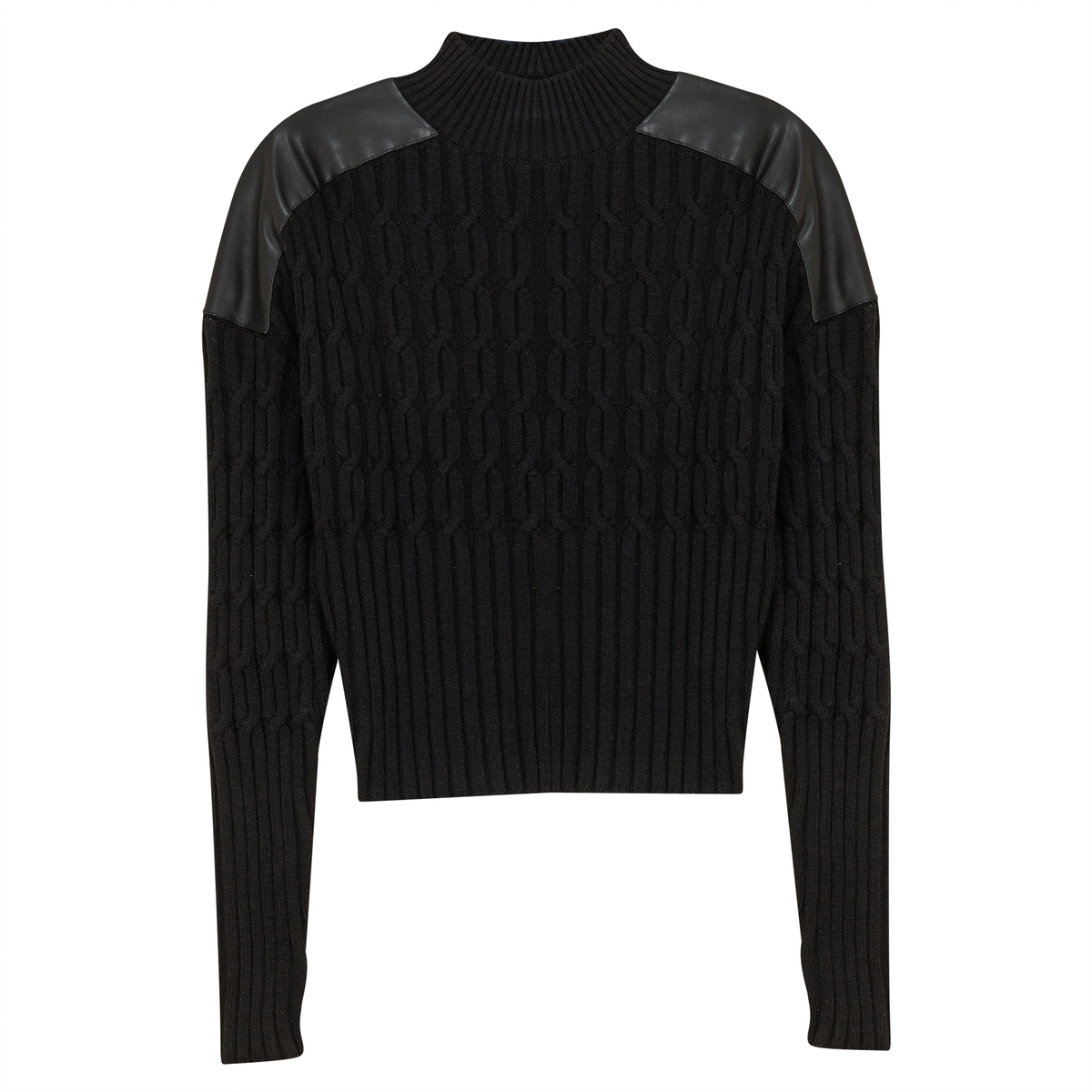 Dolman Leather Combo Sweater in Black by Versatile