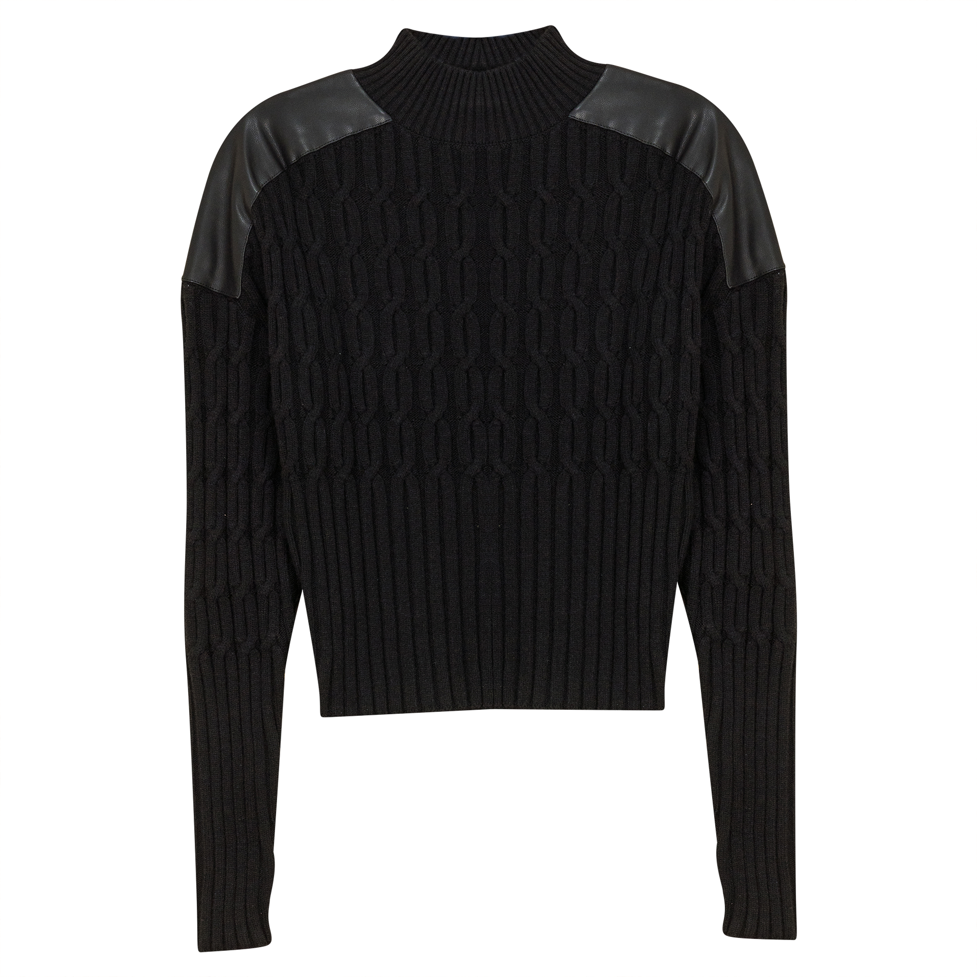 Dolman Leather Combo Sweater in Black by Versatile