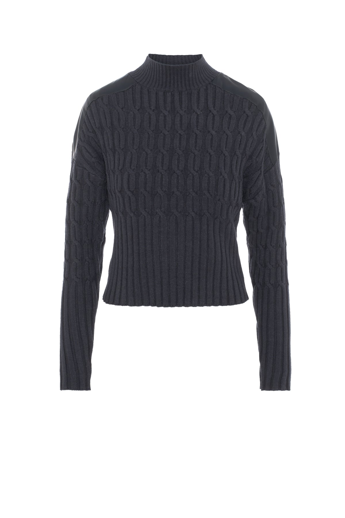 Dolman Leather Combo Sweater in Charcoal by Versatile