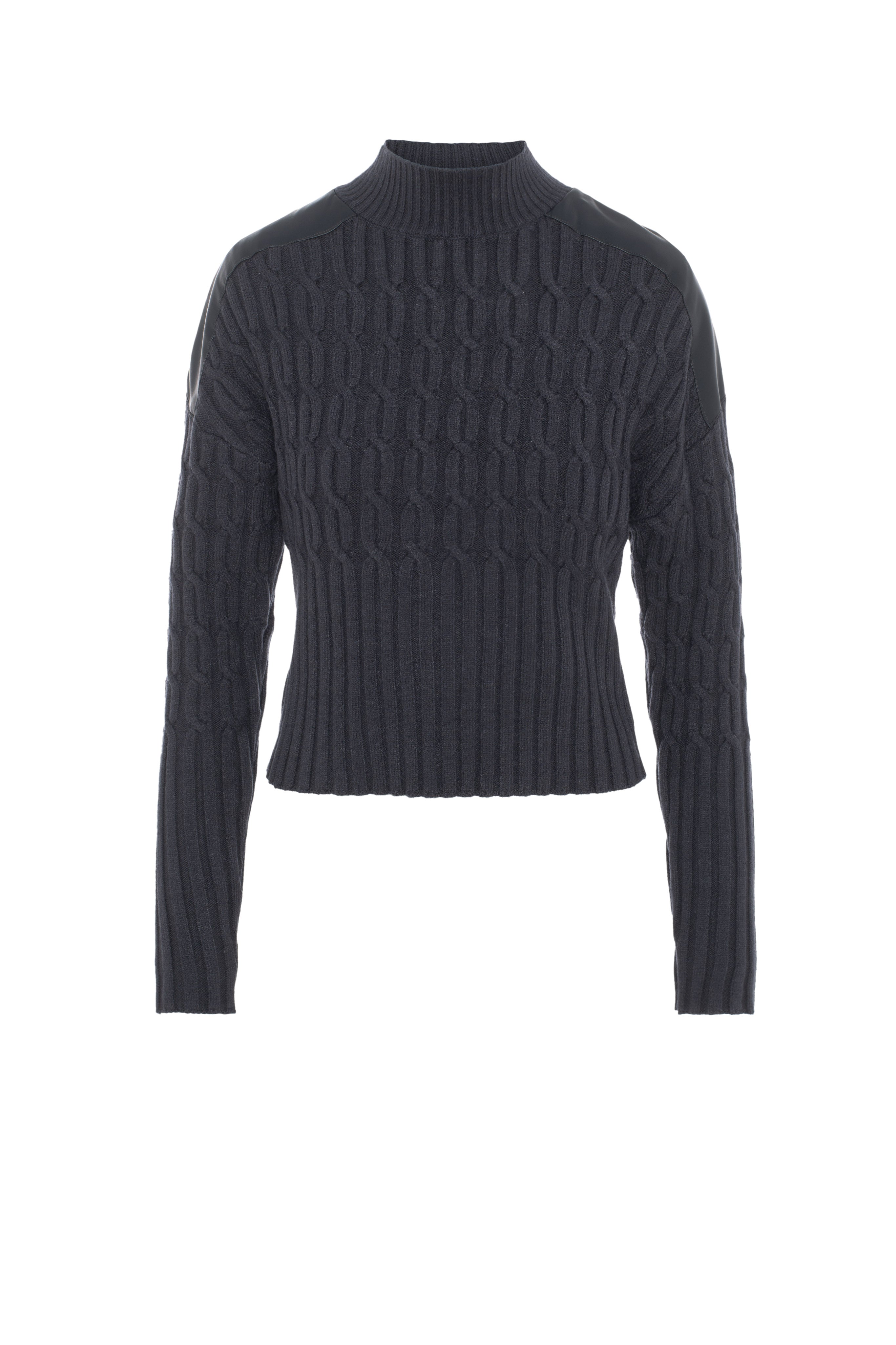 Dolman Leather Combo Sweater in Charcoal by Versatile