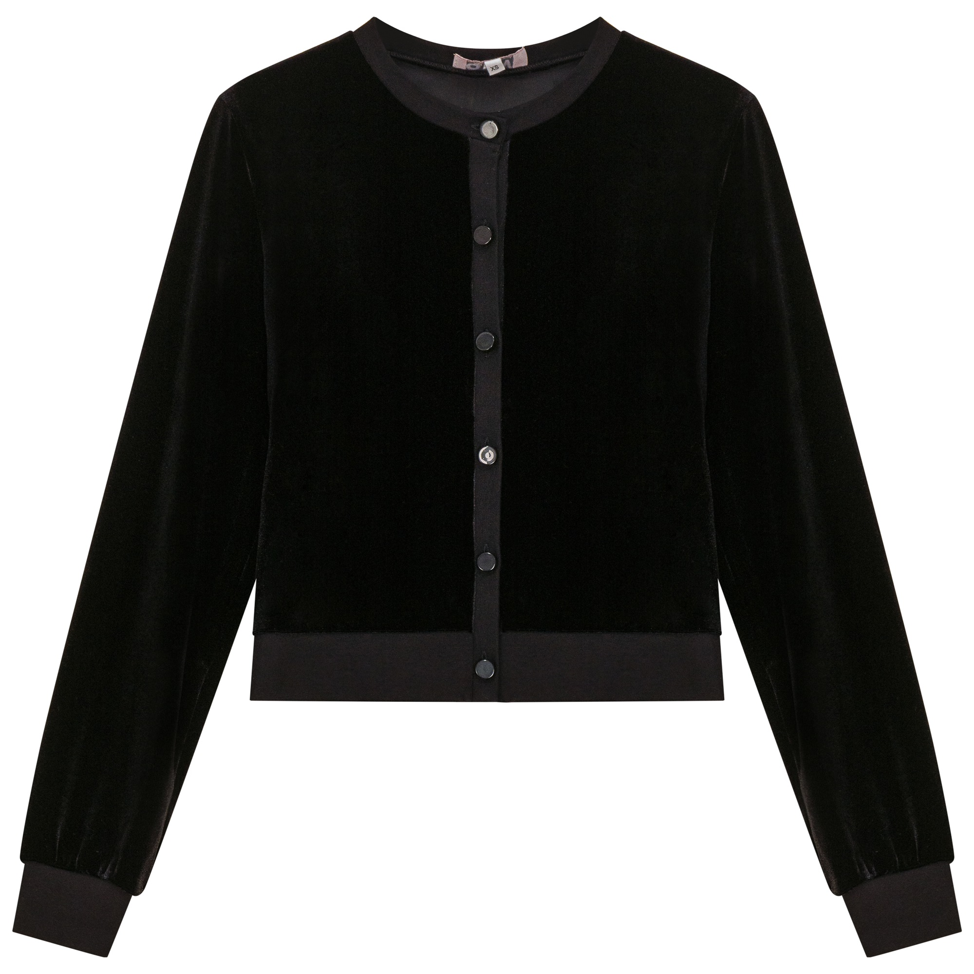 Slinky Velour Crop Cardigan in Black by QEW