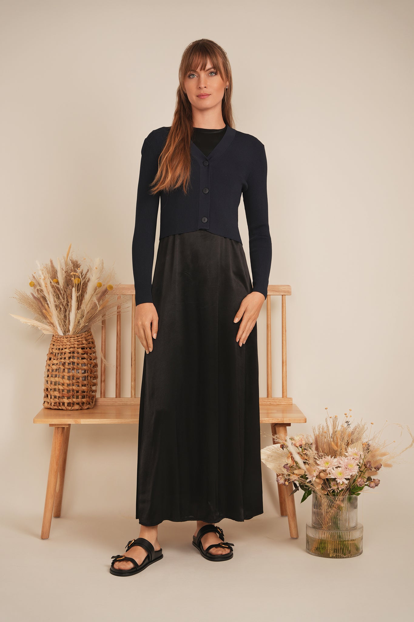 Cropped Ribbed Cardigan in by E.U.X. Exclusive