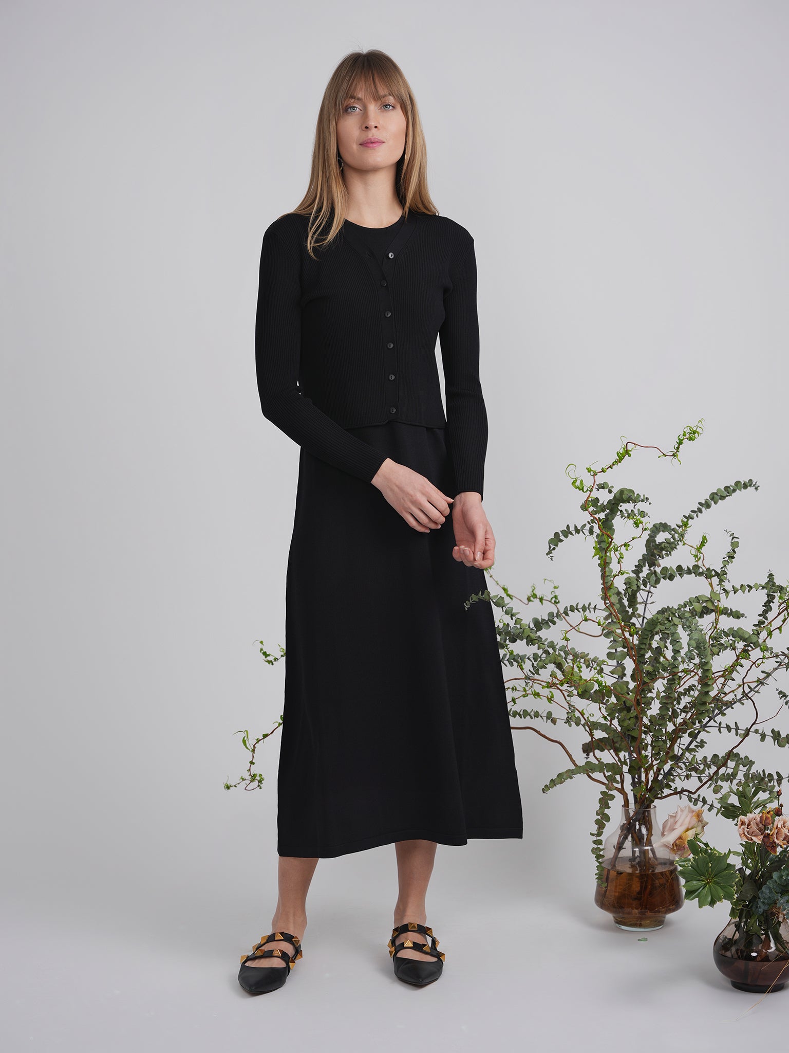 High V Cropped Ribbed Cardigan in by MiuMax