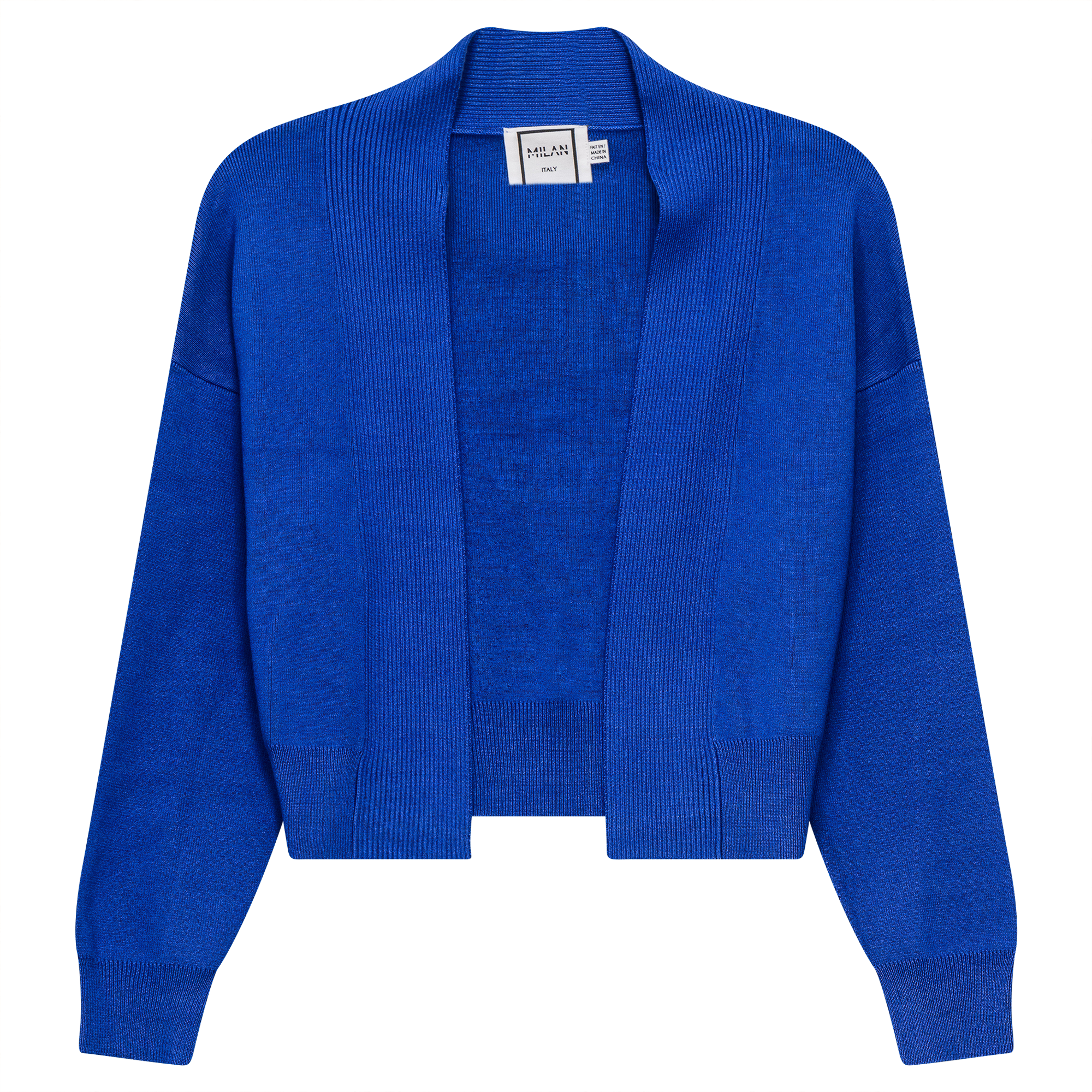 Cropped Knit Open Cardigan in Light Sapphire by Milan Italy