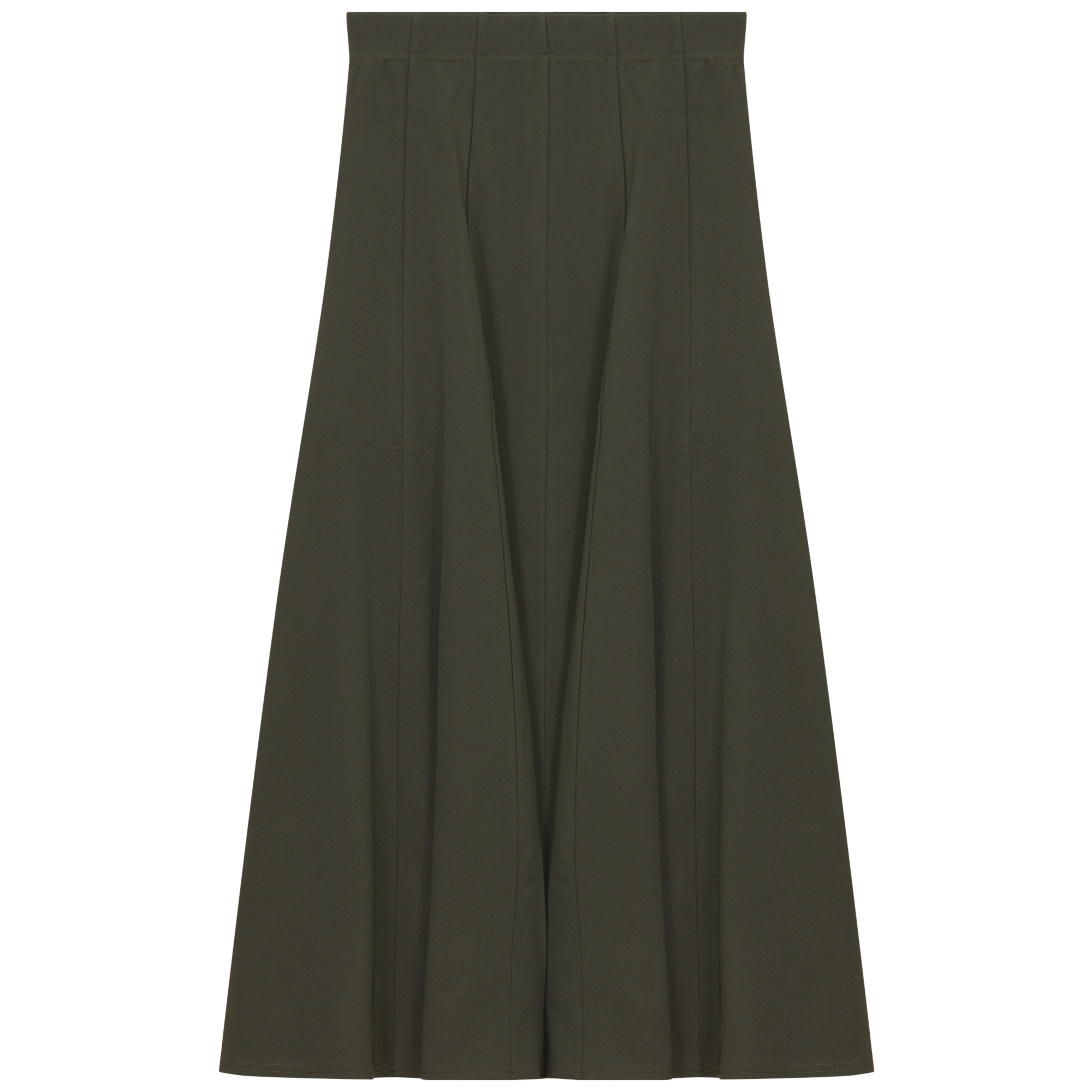 Midi Panel Ponte Skirt in Dark Olive by Midi